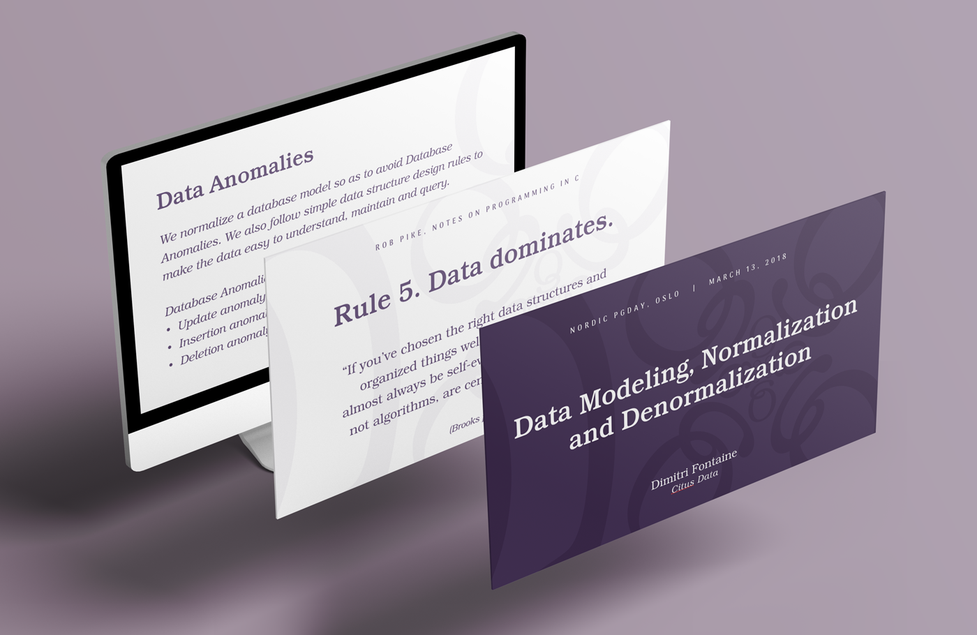 Keynote presentation designs shown on iMac