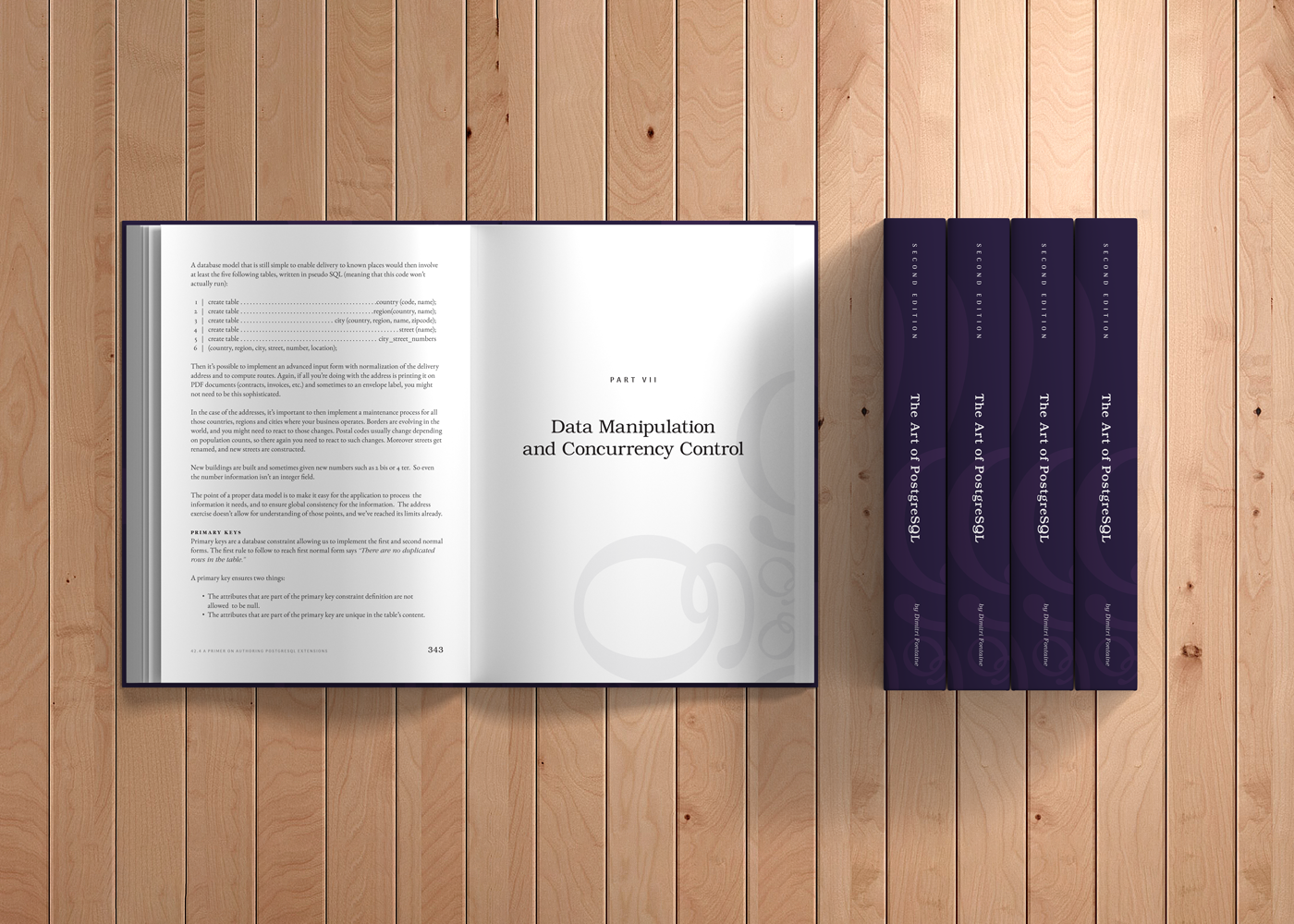 Interior spread and spine of hardcover book