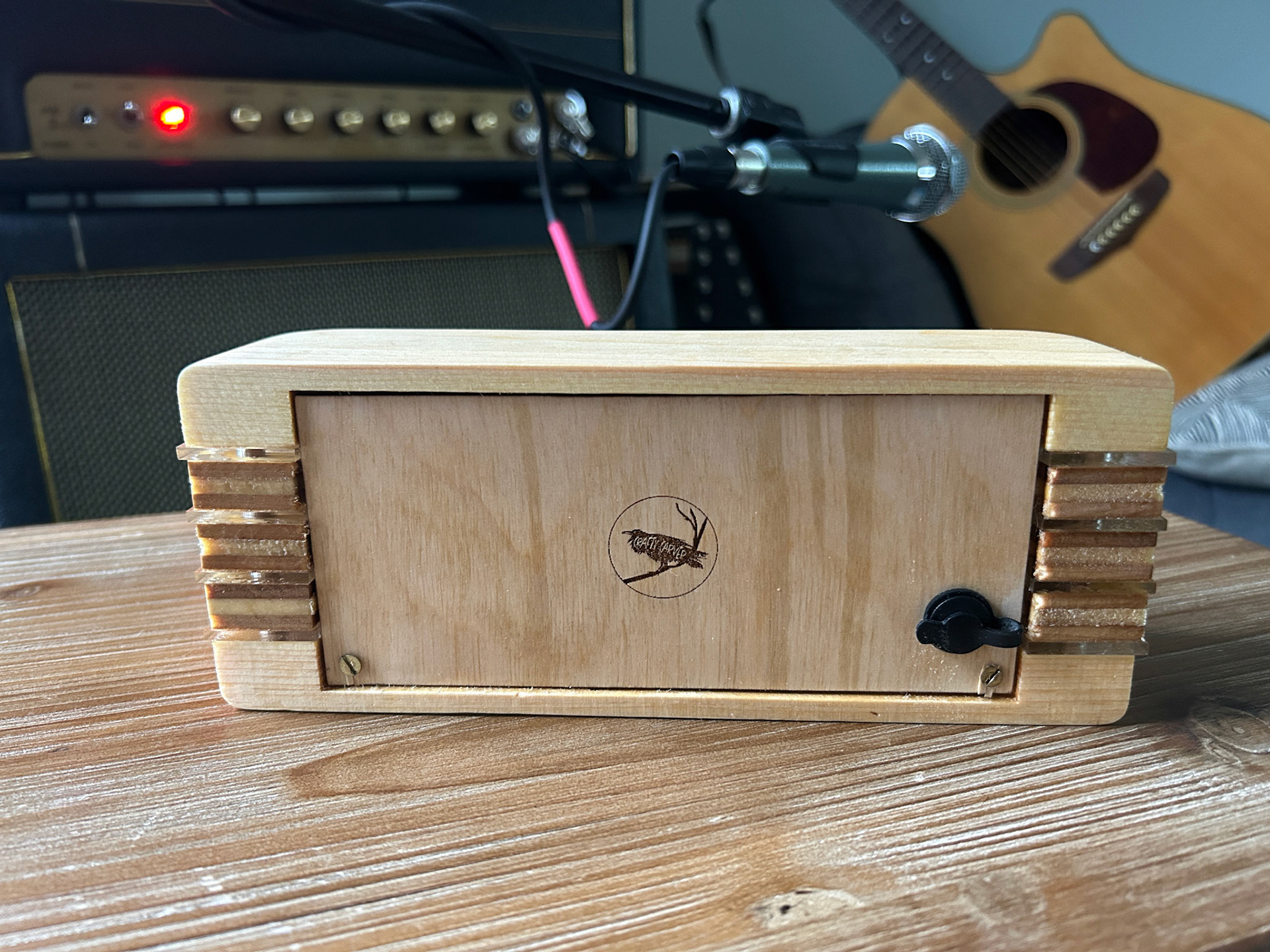 RECORDING 8" Rechargeable Back Pine/Birch Art Deco Inspired Sign