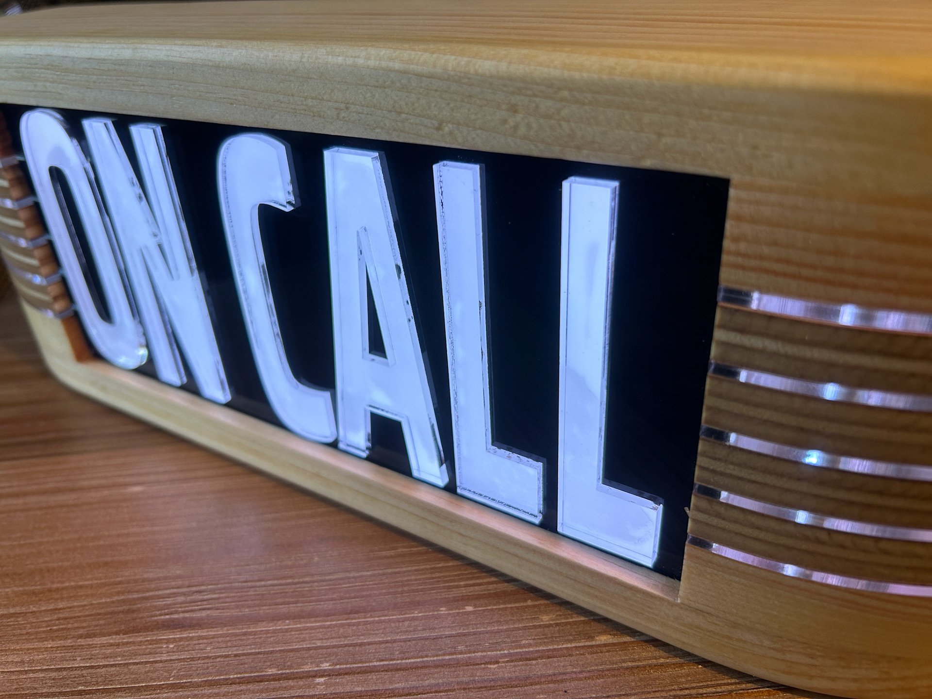ON CALL 18" Pine/Birch Art Deco Inspired Sign