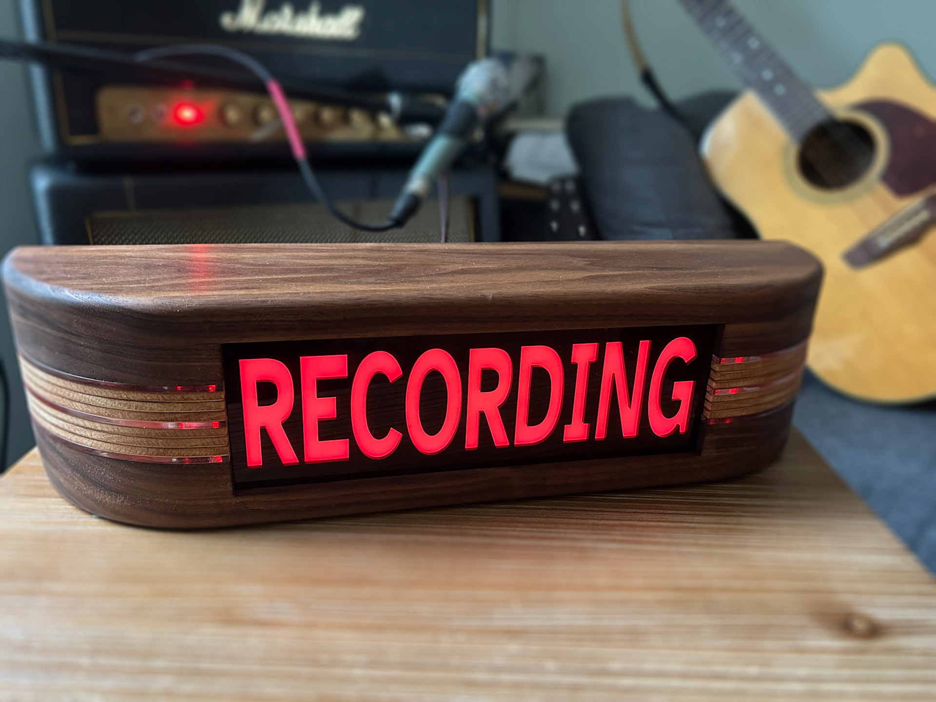 RECORDING 18" Walnut/Cherry Art Deco Inspired Sign