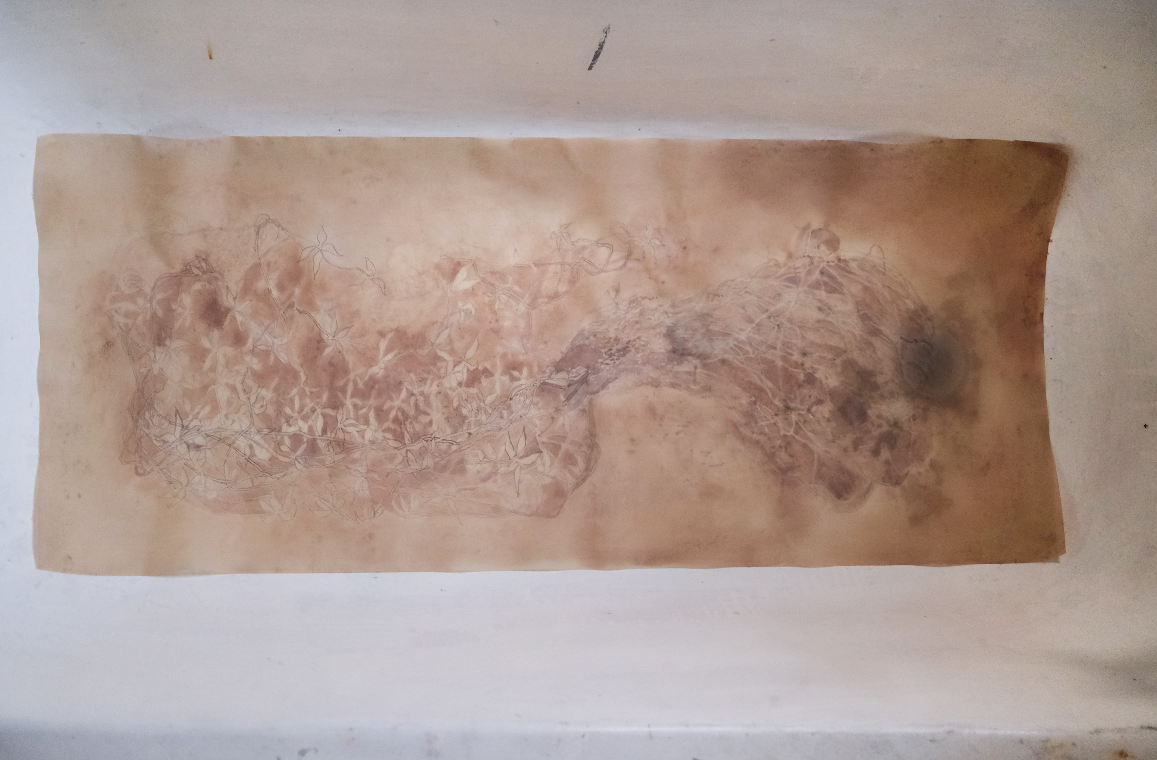 The Hair, oil on silk, 42x106cm, 2024
