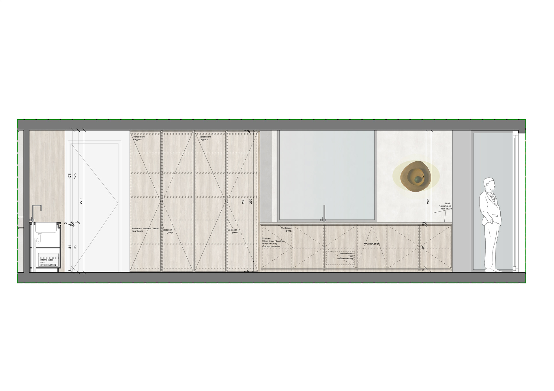 AANZICHT KEUKEN, BERGING