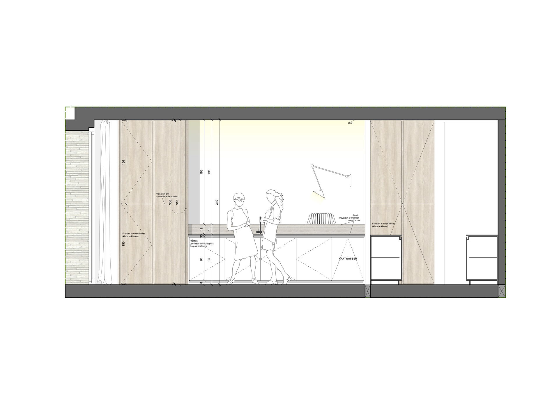 AANZICHT VAN KEUKENWAND