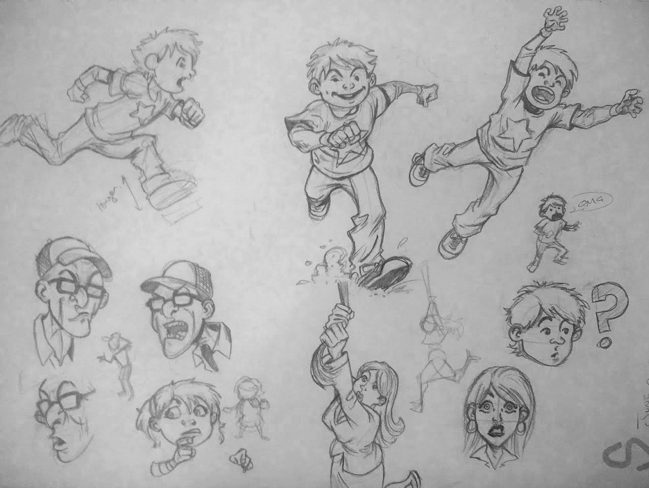 Various Studies of Comic Book DC Characters - Artists Unknown