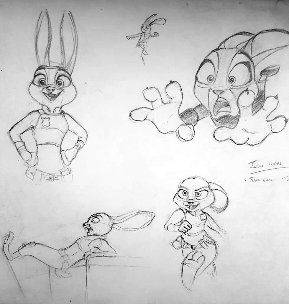 Judy Hopps Character Pose Study - References Taken from the Internet, Artists Unknown; Rights Owned by Disney