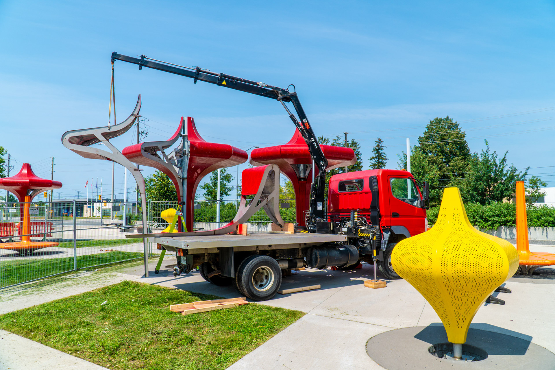  Installation Process of Canopy Tops Crane View