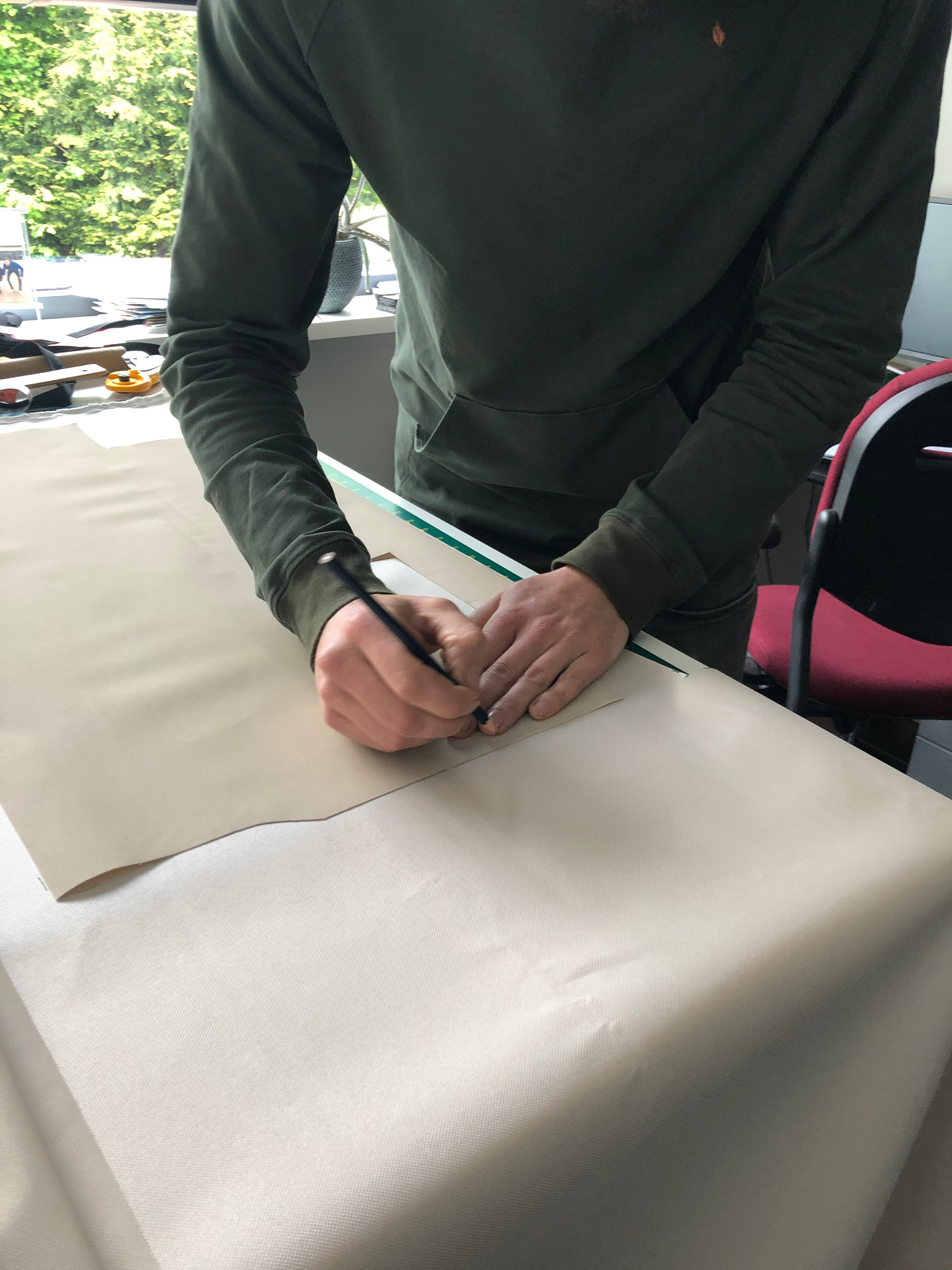 cutting the fabric