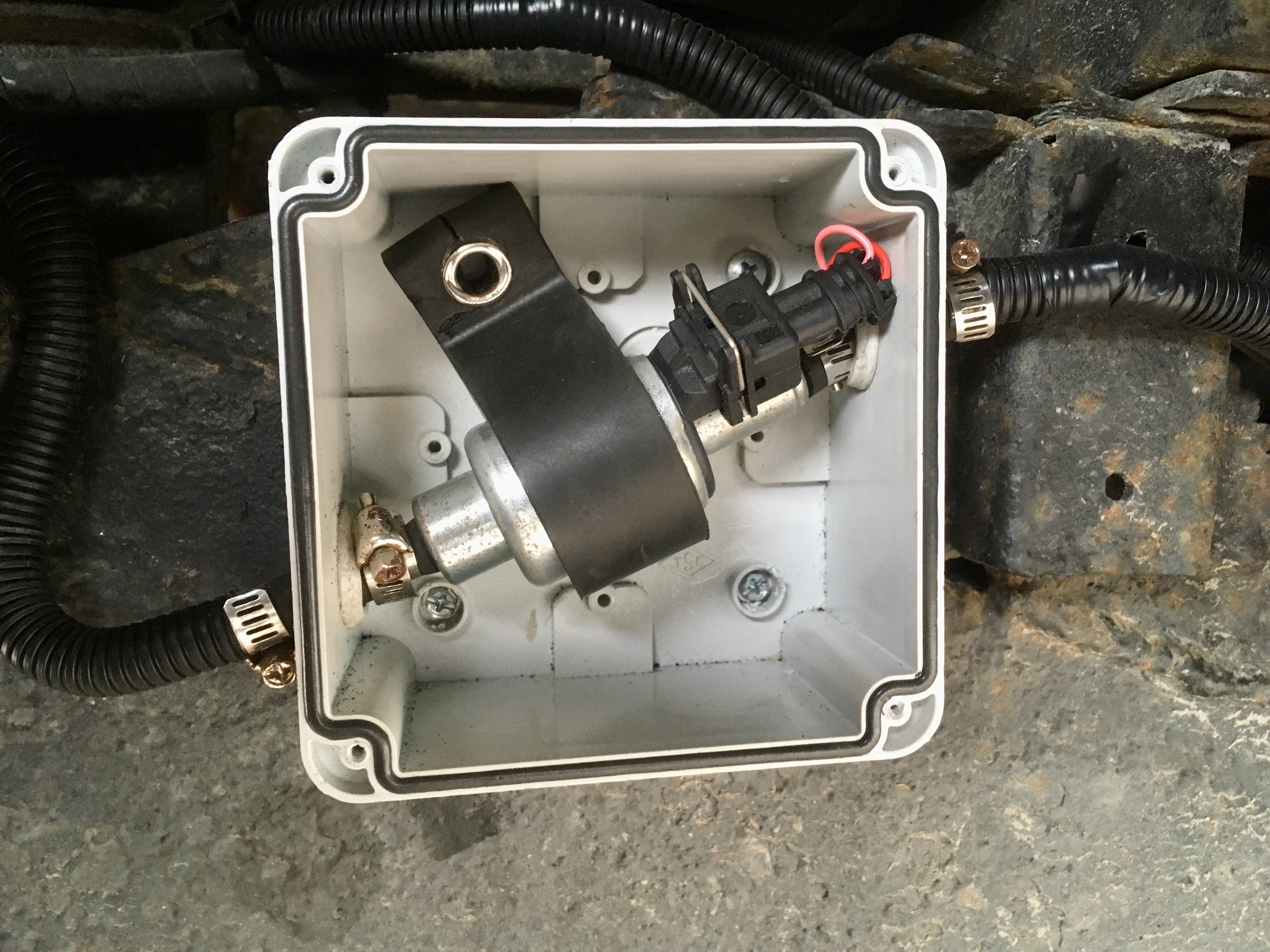 Fuel Pump installed in a waterproof box