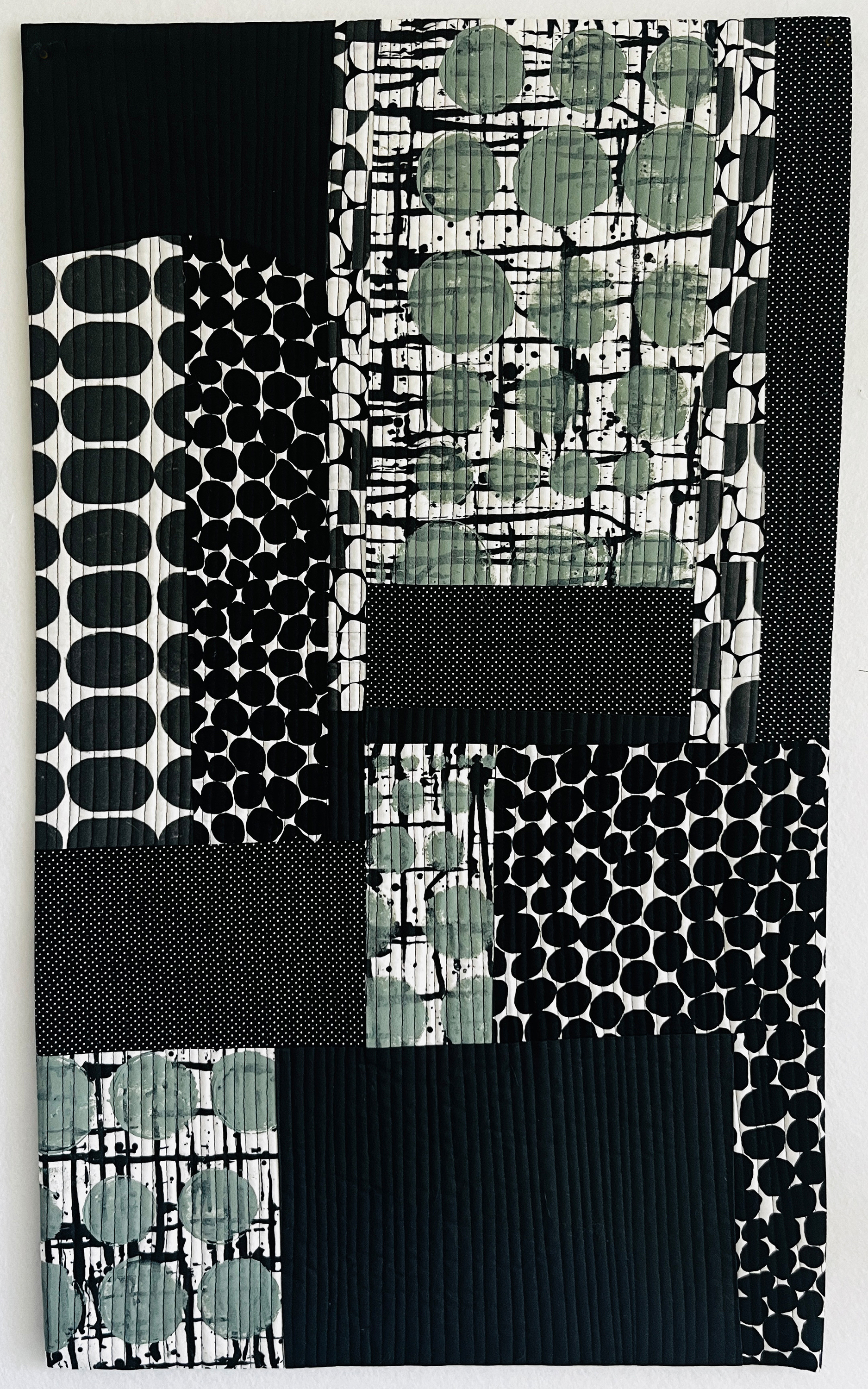 "Contained," art quilt, 29" x 18"