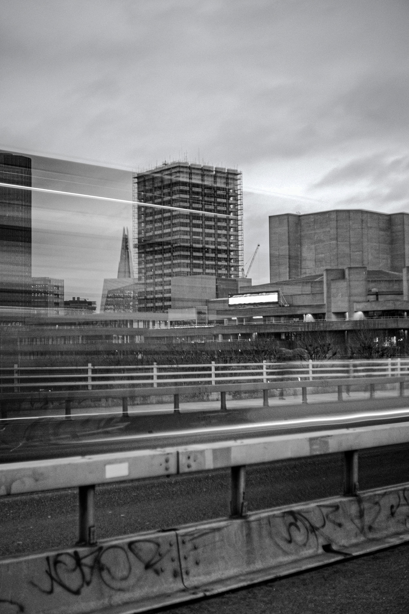 Long exposure of the hustle and bustle on Waterloo Bridge, London. 