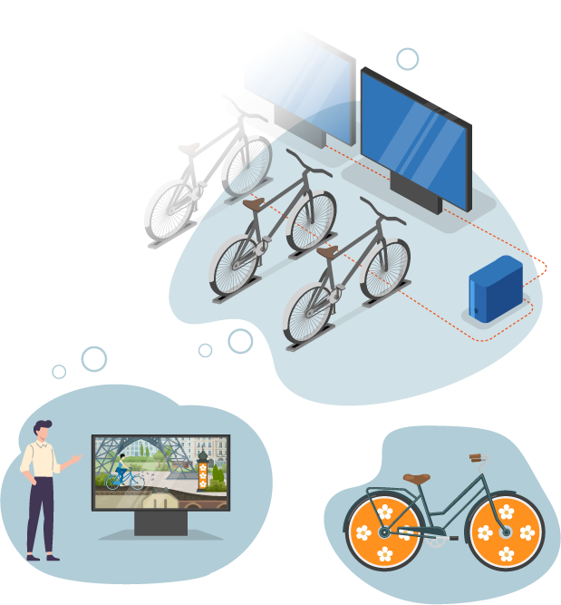 installation des vélos et personnalisation avec des caches-roues