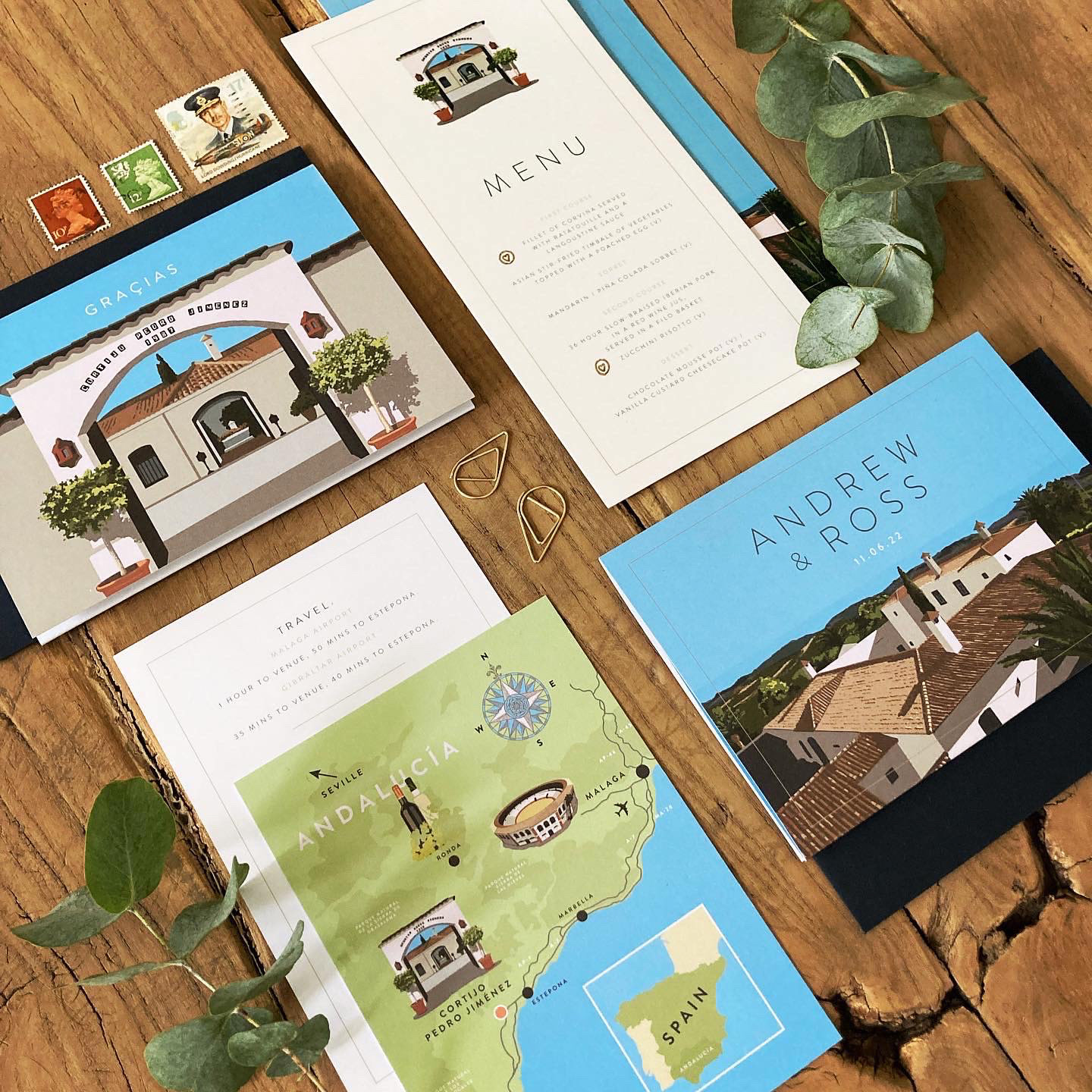 Design and illustration for destination wedding stationery