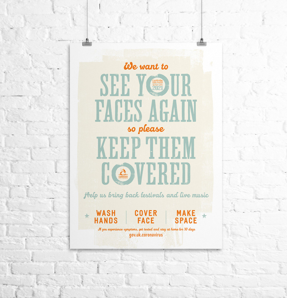 Copywriting and design. Public information posters for the Cambridge Folk Festival