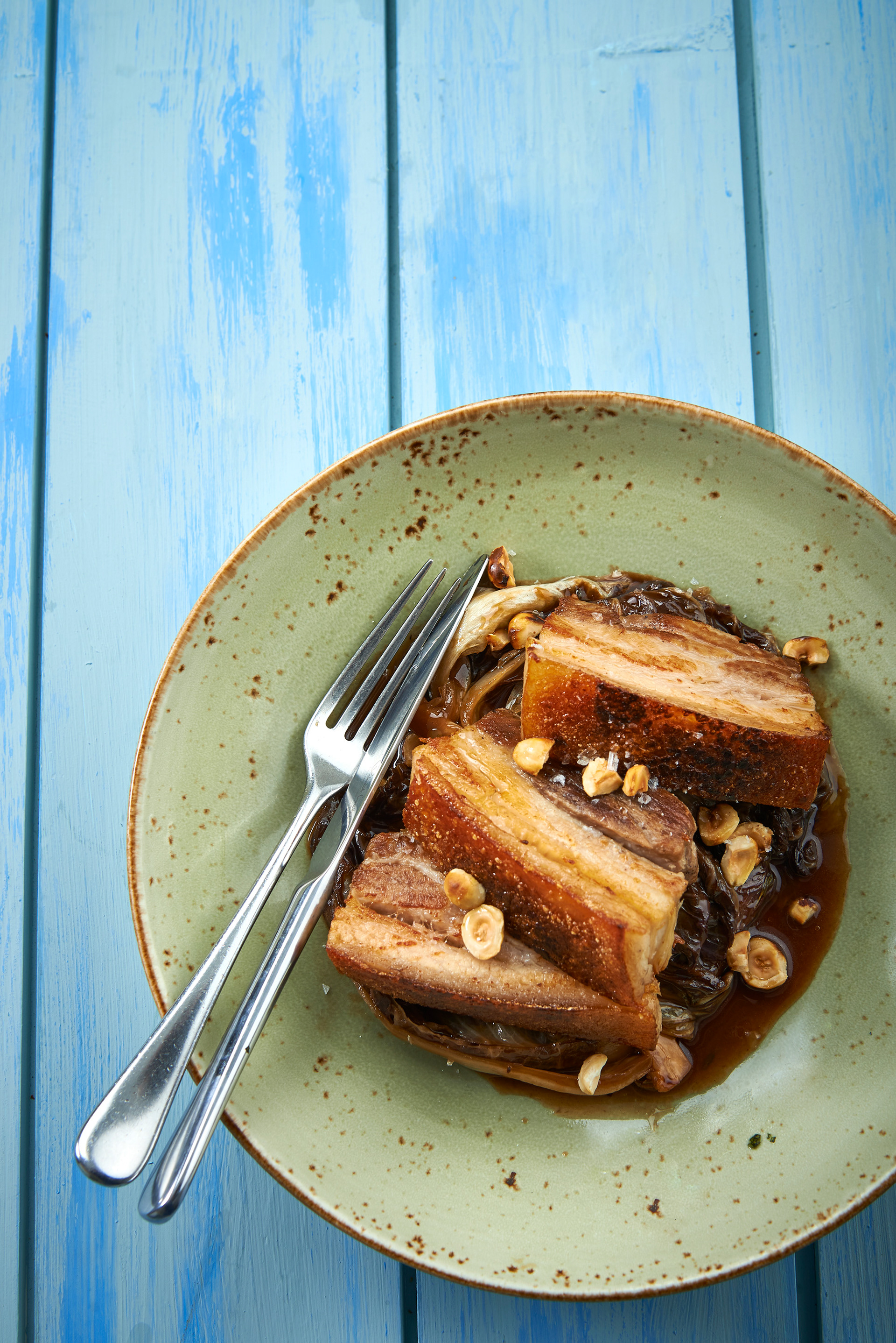 Roast Pork Belly, Radicchio, Balsamic and Toasted Hazelnuts, Gino D'Acampo