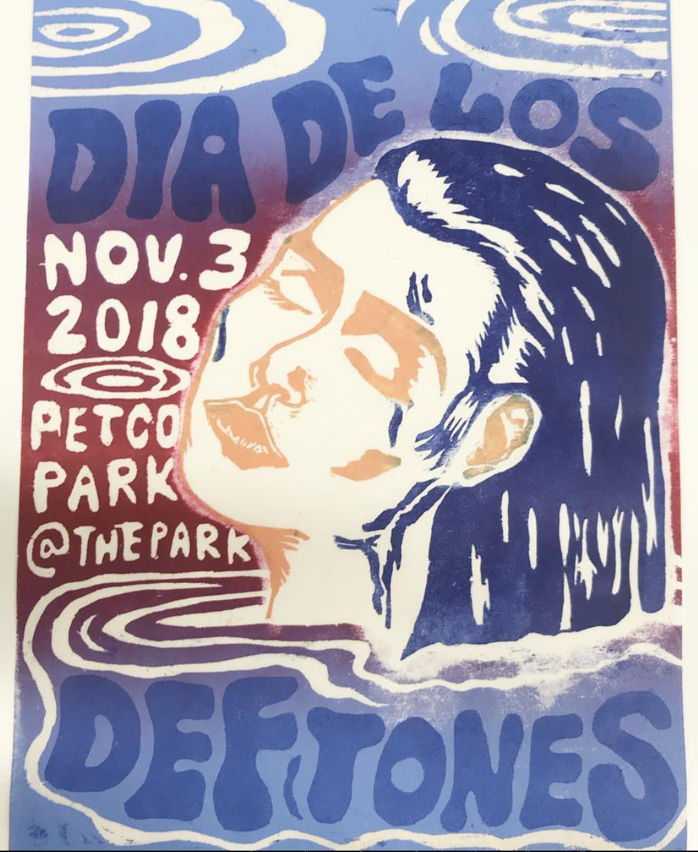 "Dia de Los Deftones Poster", Wood Block Print, 2018