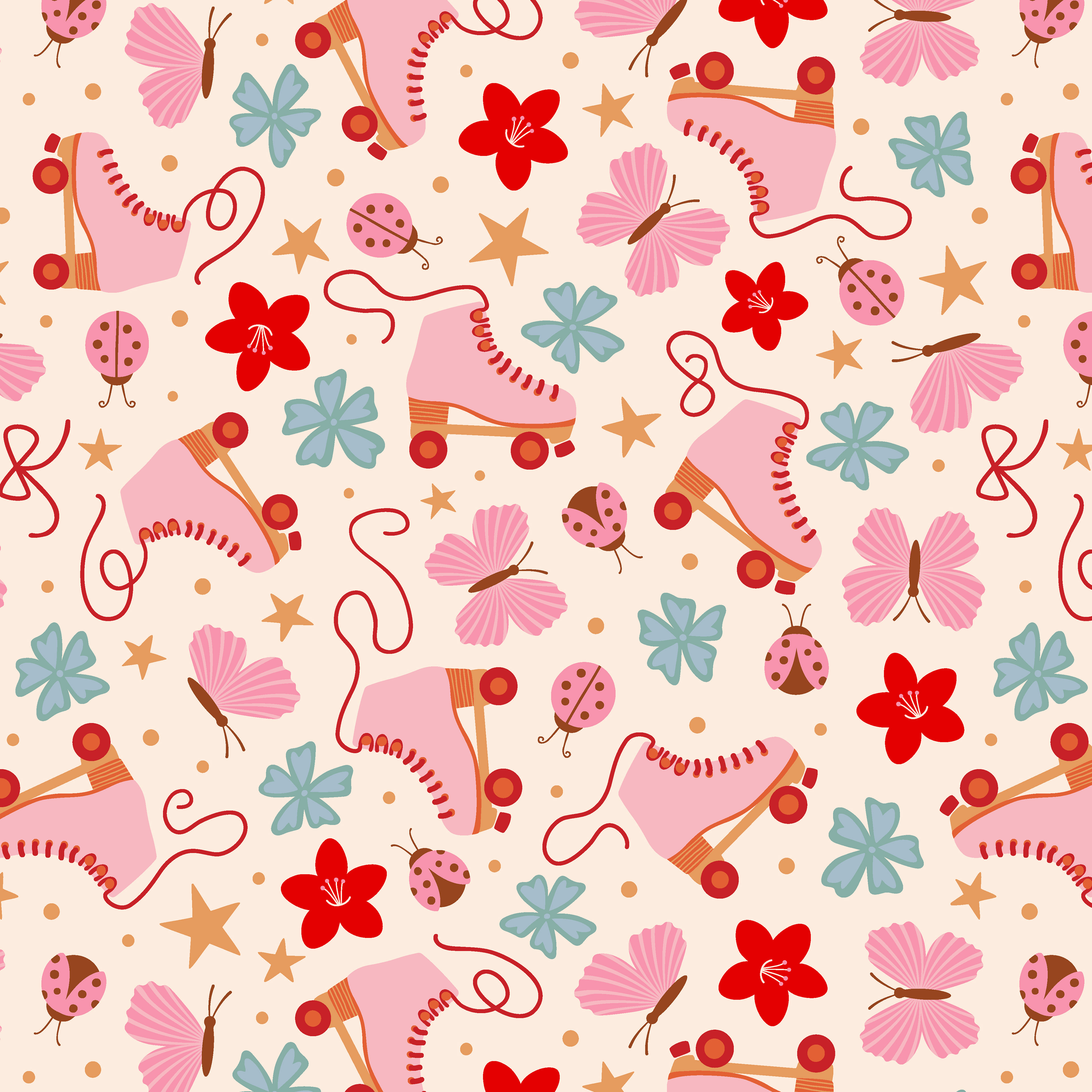 Rollerskate Floral Pattern