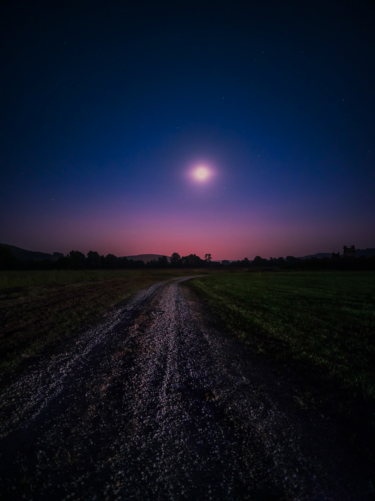 Find your path to your dreams. Nightscape, moon, night, fields, path