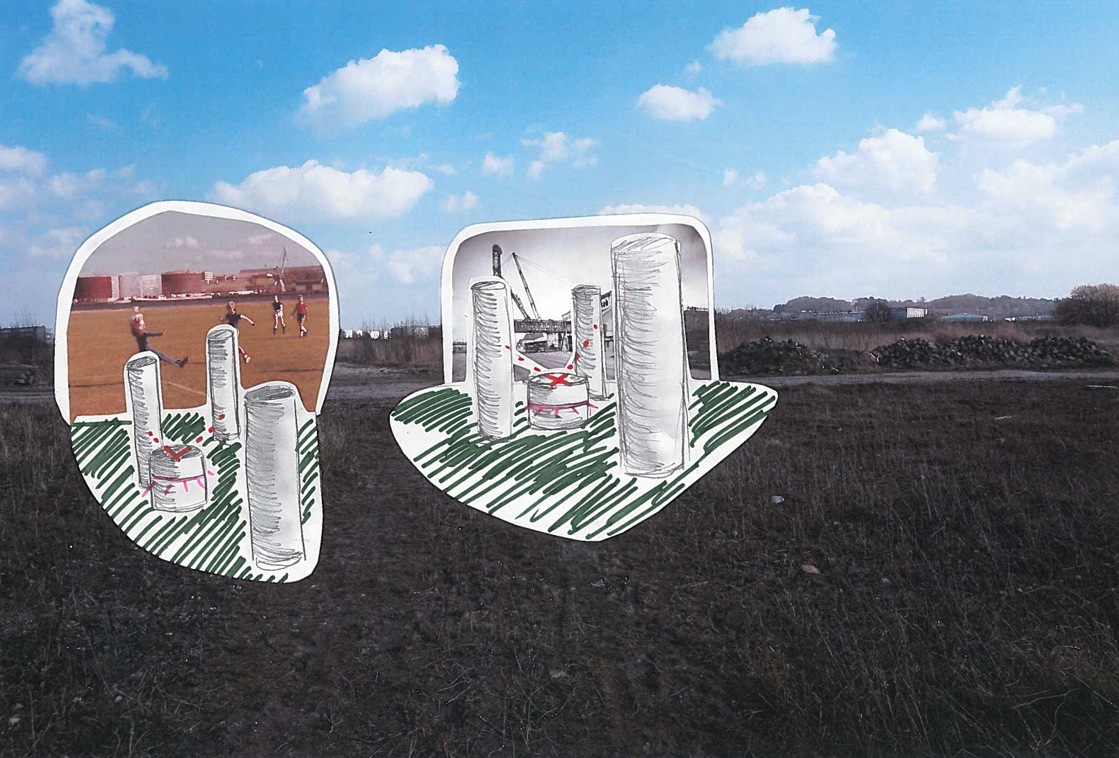 Contextual sketches with archival photos