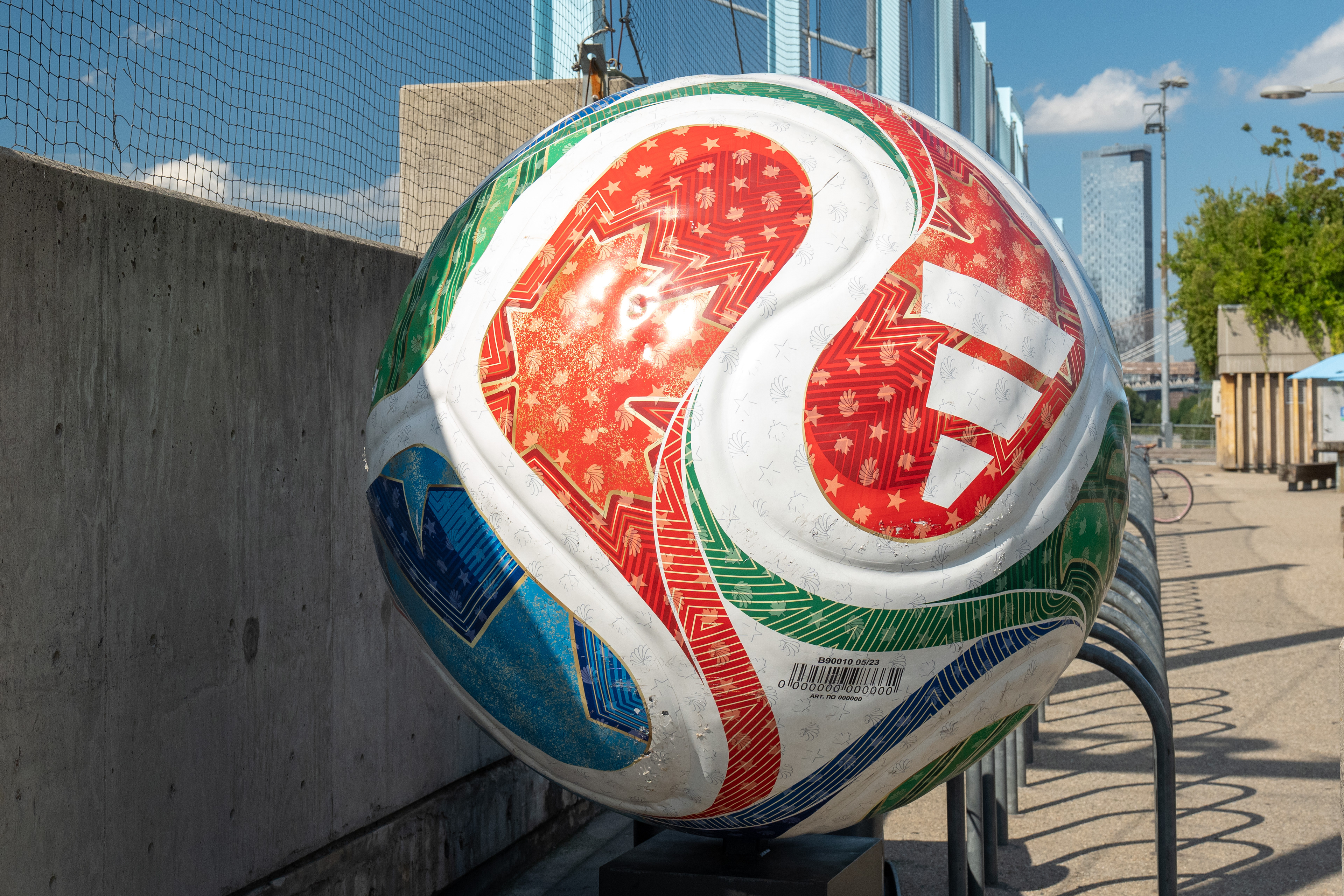 One of the giant soccer balls from the 2026 World Cup