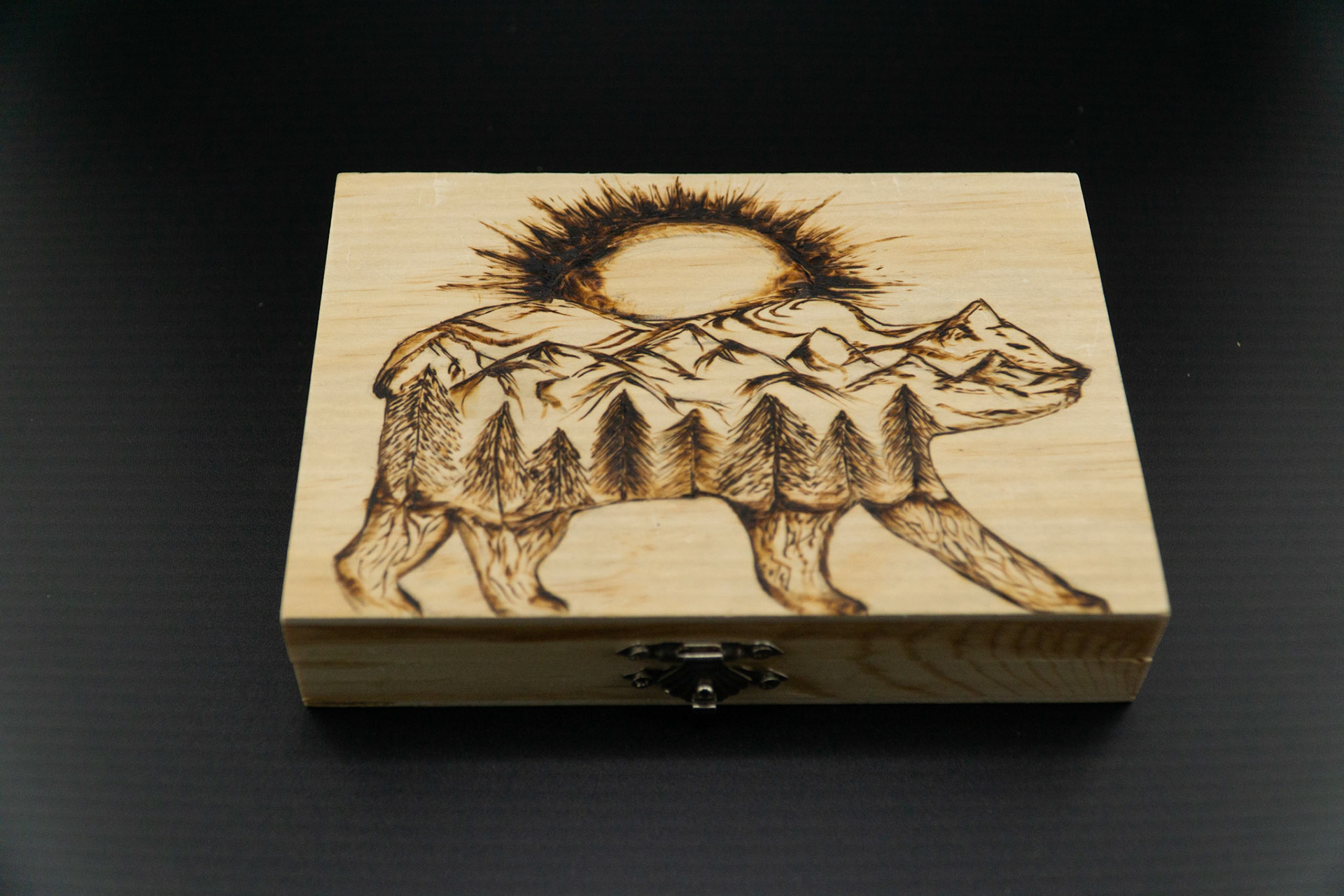Wilderness Bear Wooden Box