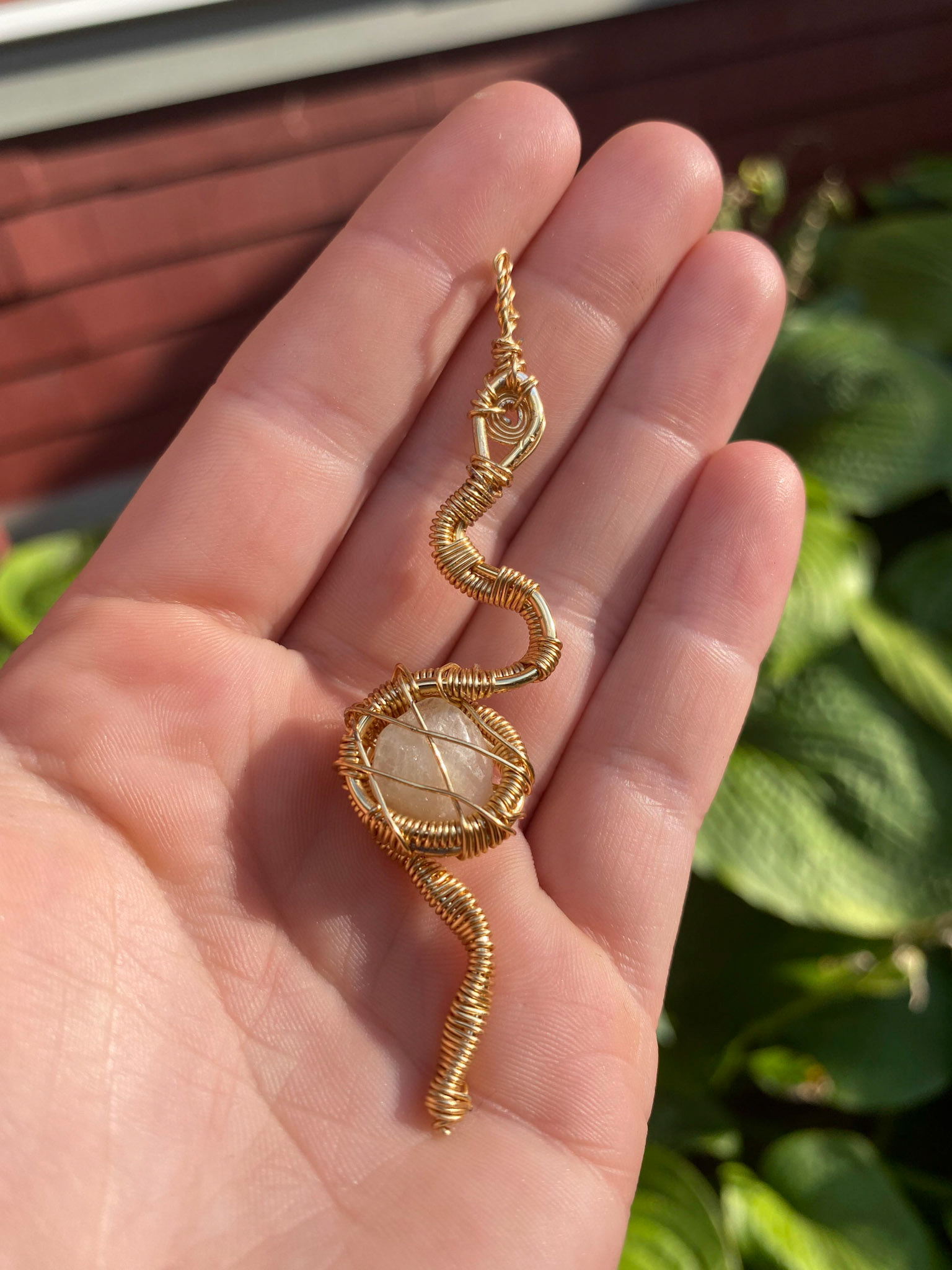 Aquamarine Gold Serpent Pendant