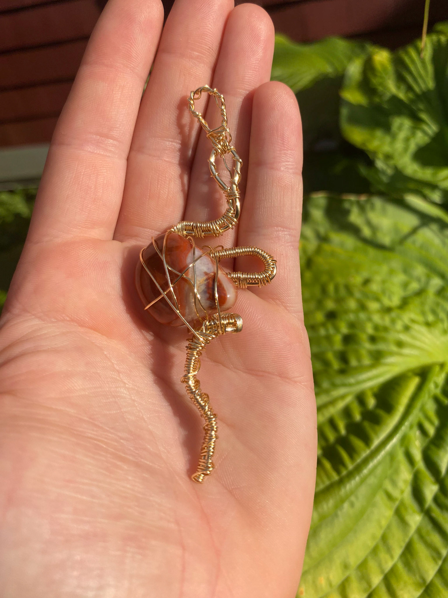 Jasper Gold Serpent Pendant