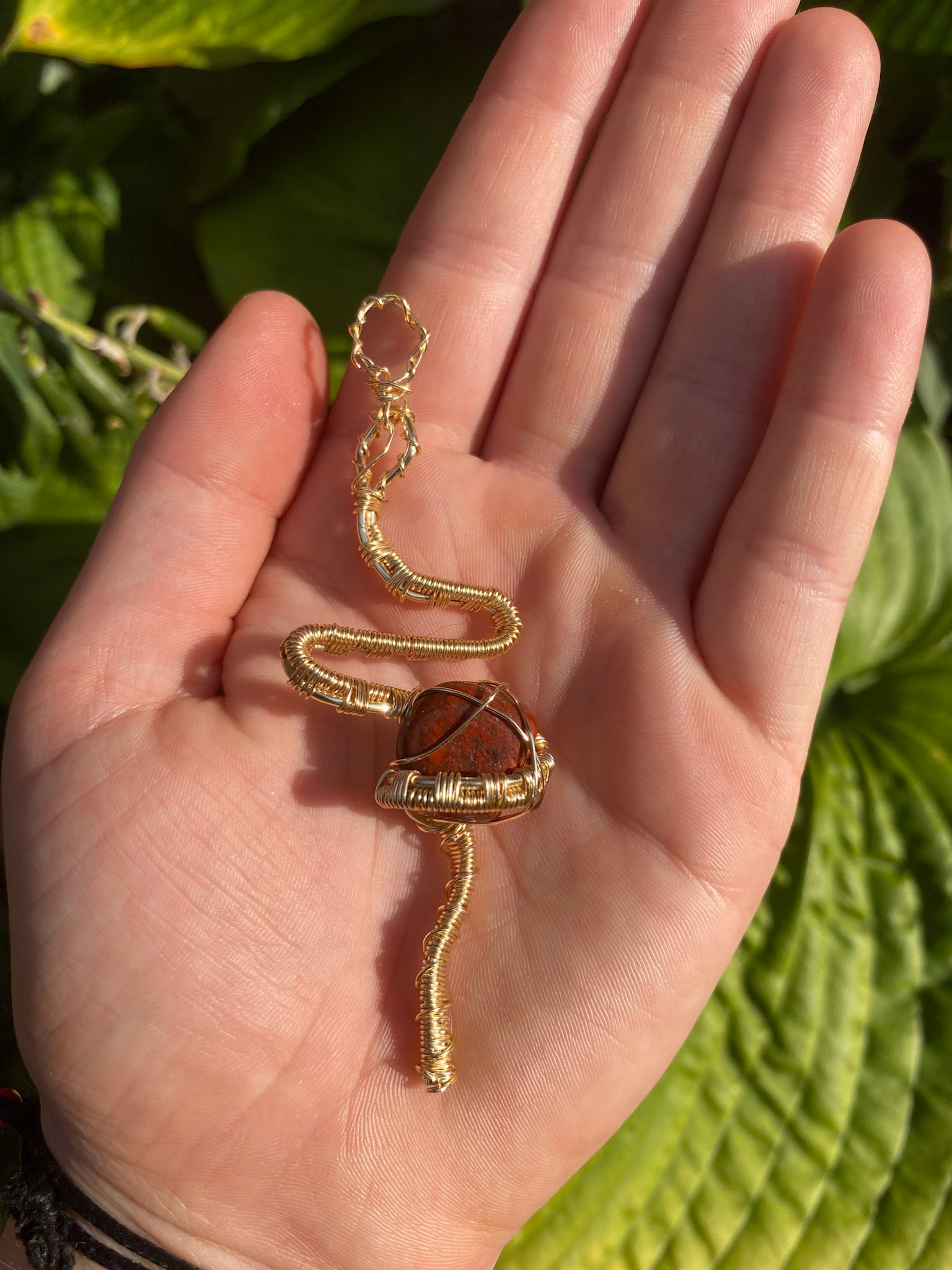 Jasper Gold Serpent Pendant
