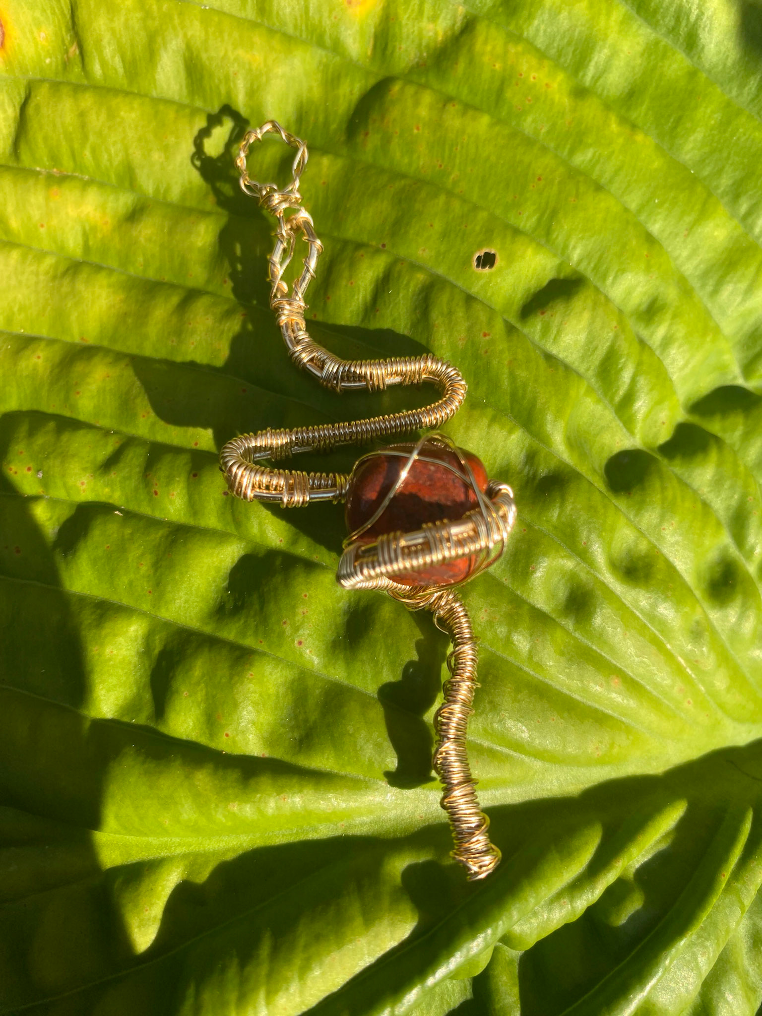 Jasper Gold Serpent Pendant