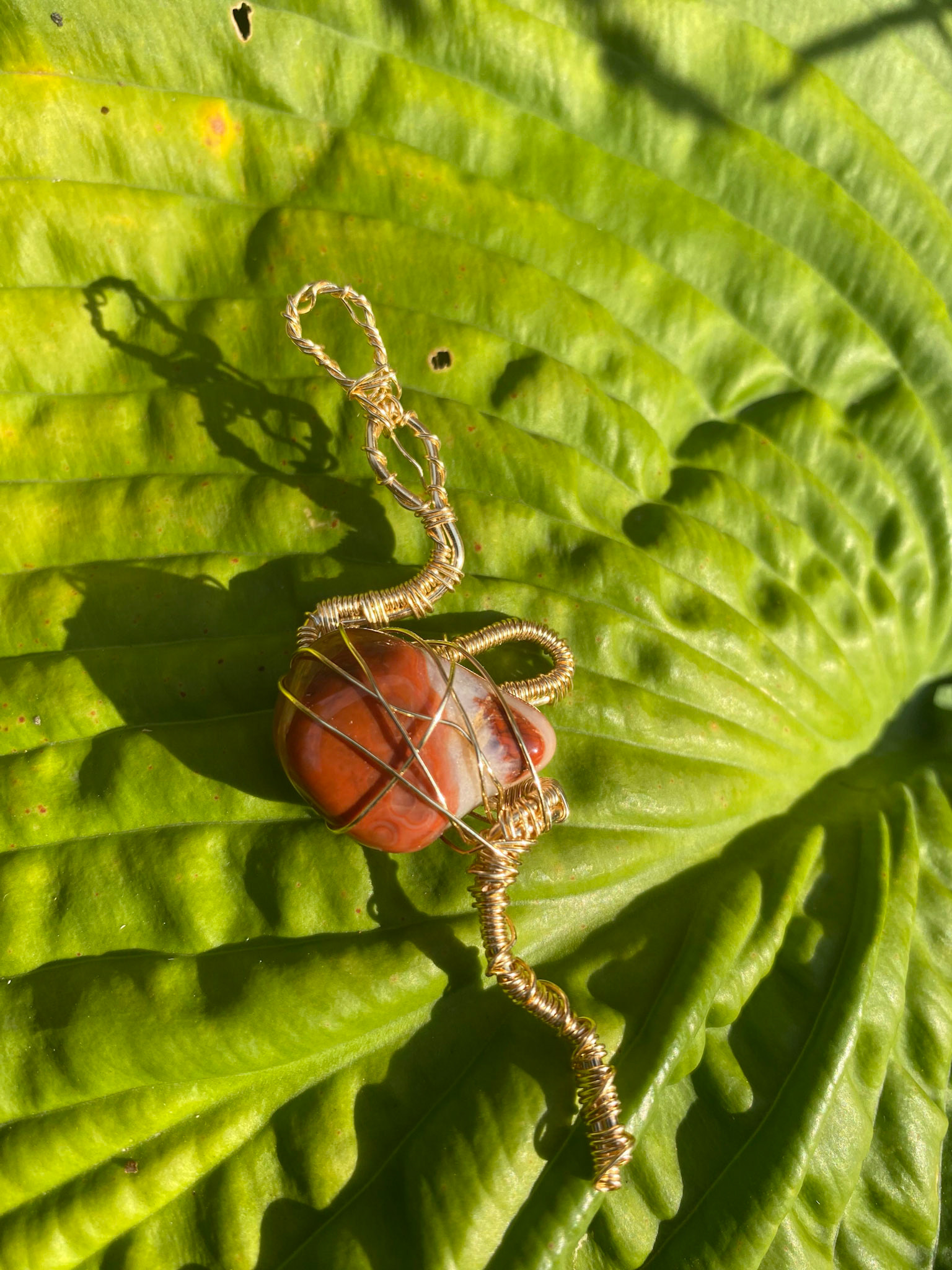Jasper Gold Serpent Pendant
