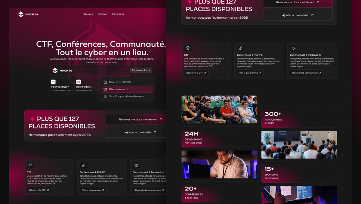 Version desktop du site Hack'In