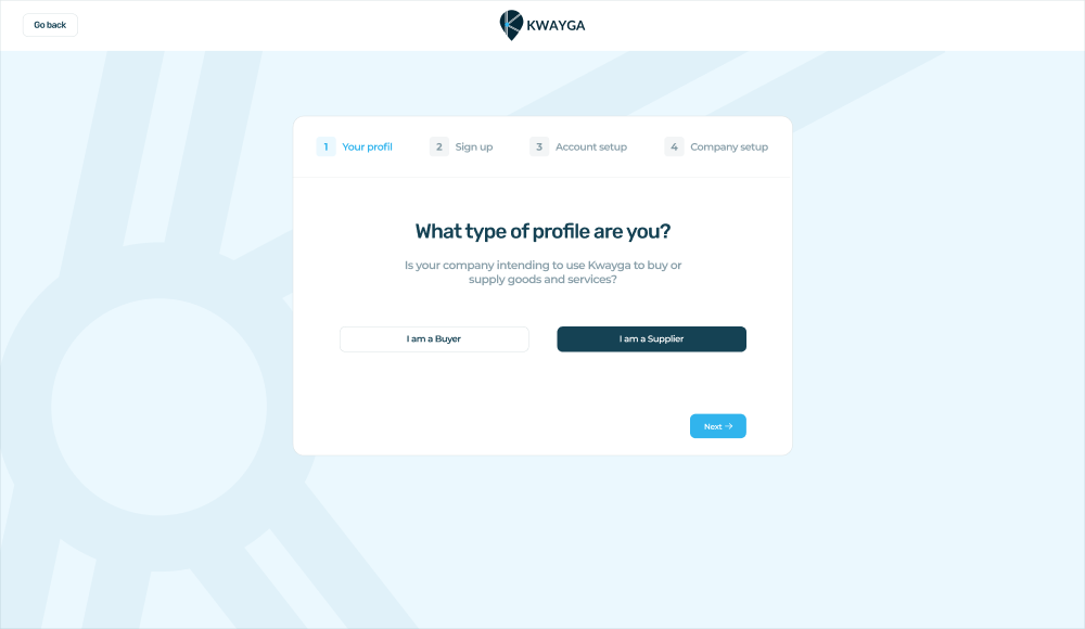 Exemple page de création de compte