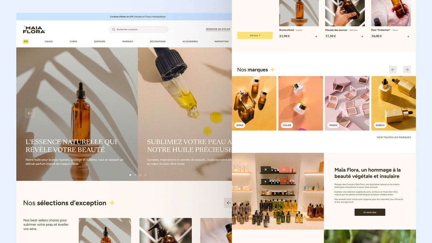 Version ordinateur du site Maïa Flora
