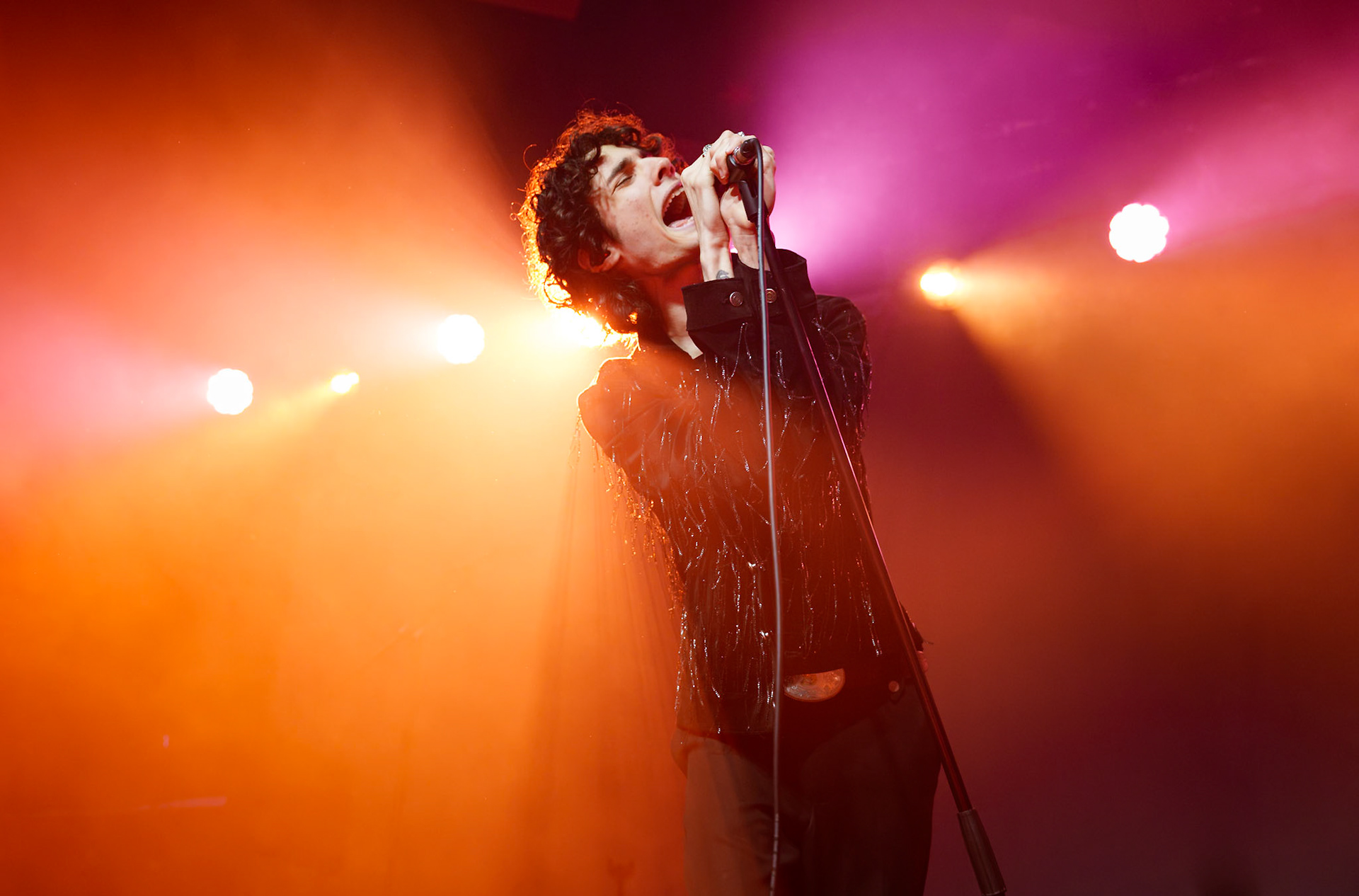 Sombr performing live at Glasgow’s iconic Barrowland Ballroom. Photographed by Gareth Fraser / 3rd Mile.