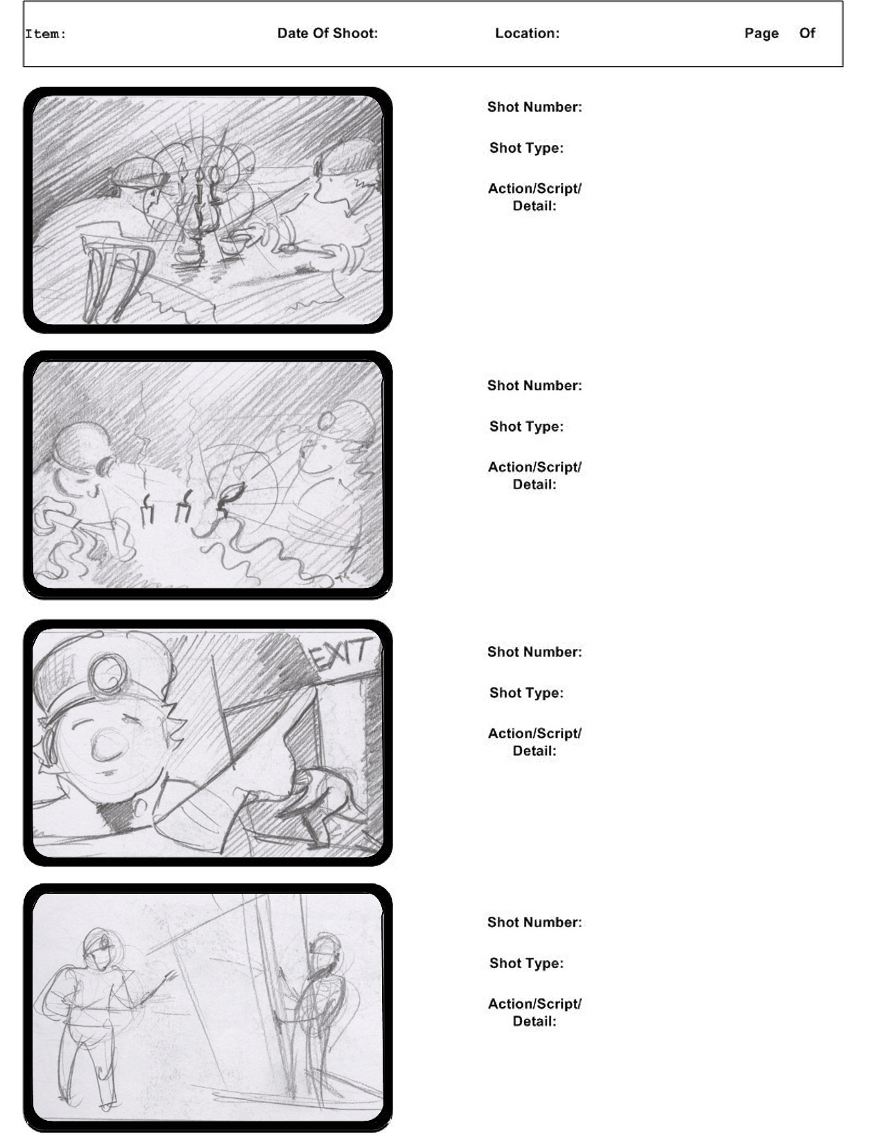 video shoot story board