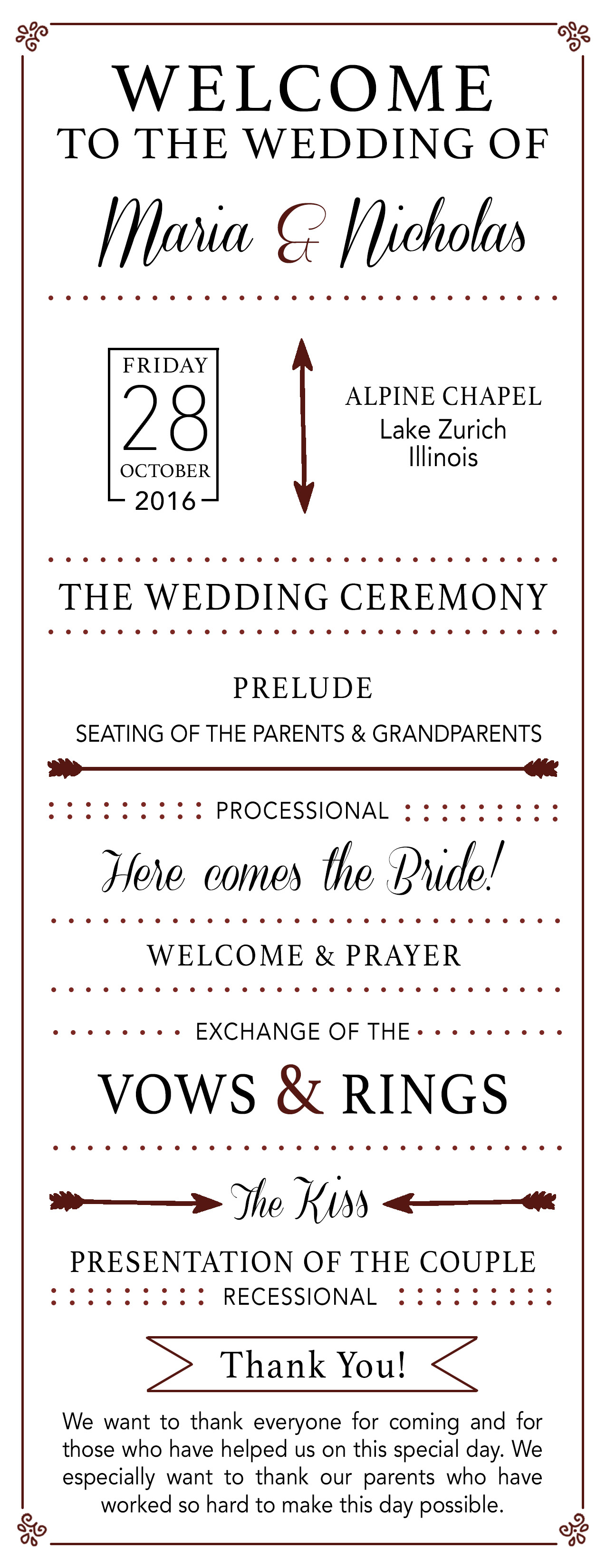 Wedding Program Design