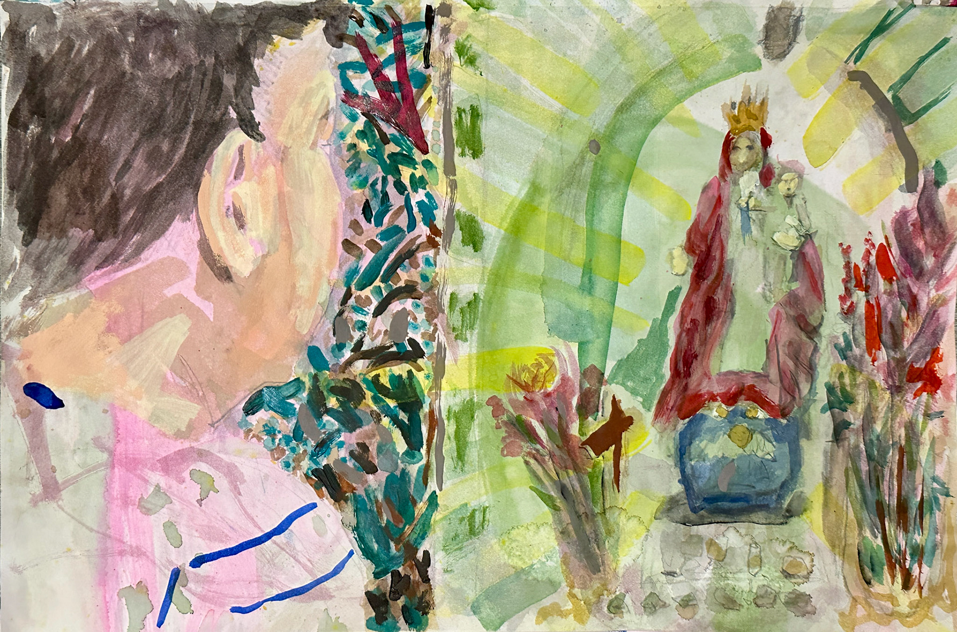 “Emerald Documentary 8”, 2025, mixed media, 16 x 10 in