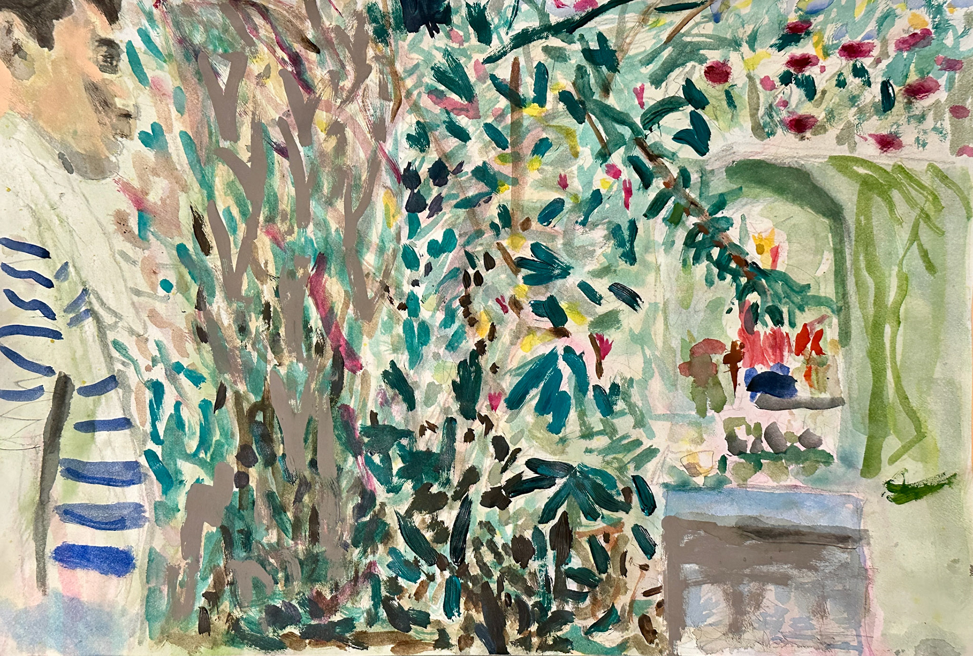 “Emerald Documentary 5", 2025, mixed media, on 16 x 10 in paper