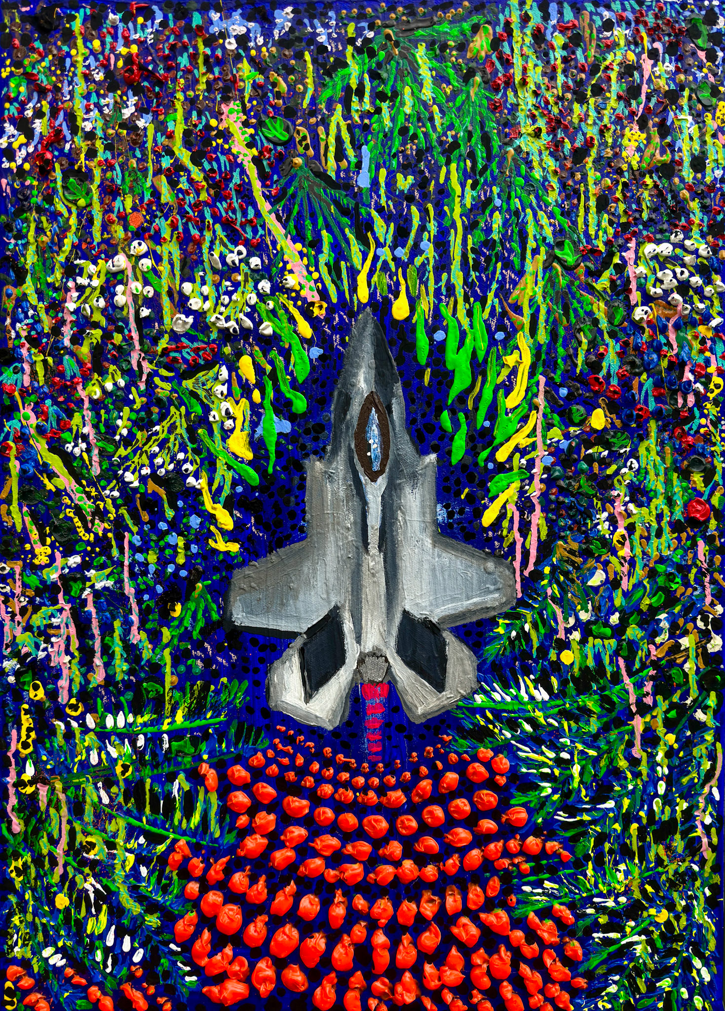 “You Call Down the Thunder, Now Reap the Whirlwind”, 2025, acrylic paint on canvas, 20 x 28 in