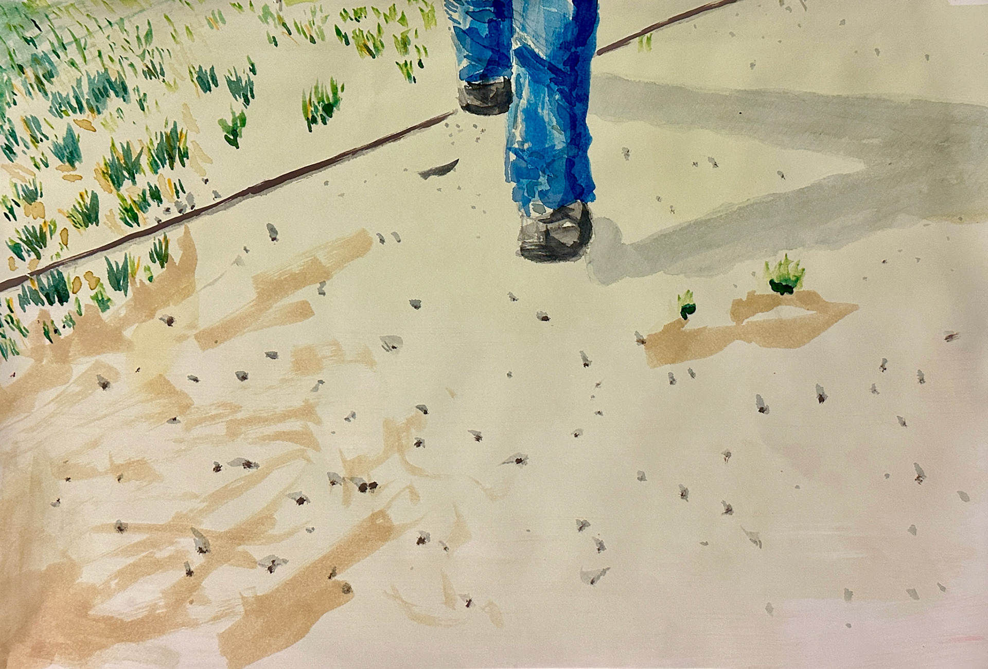 “Emerald Documentary 2", 2025, mixed media, on 16 x 10 in paper