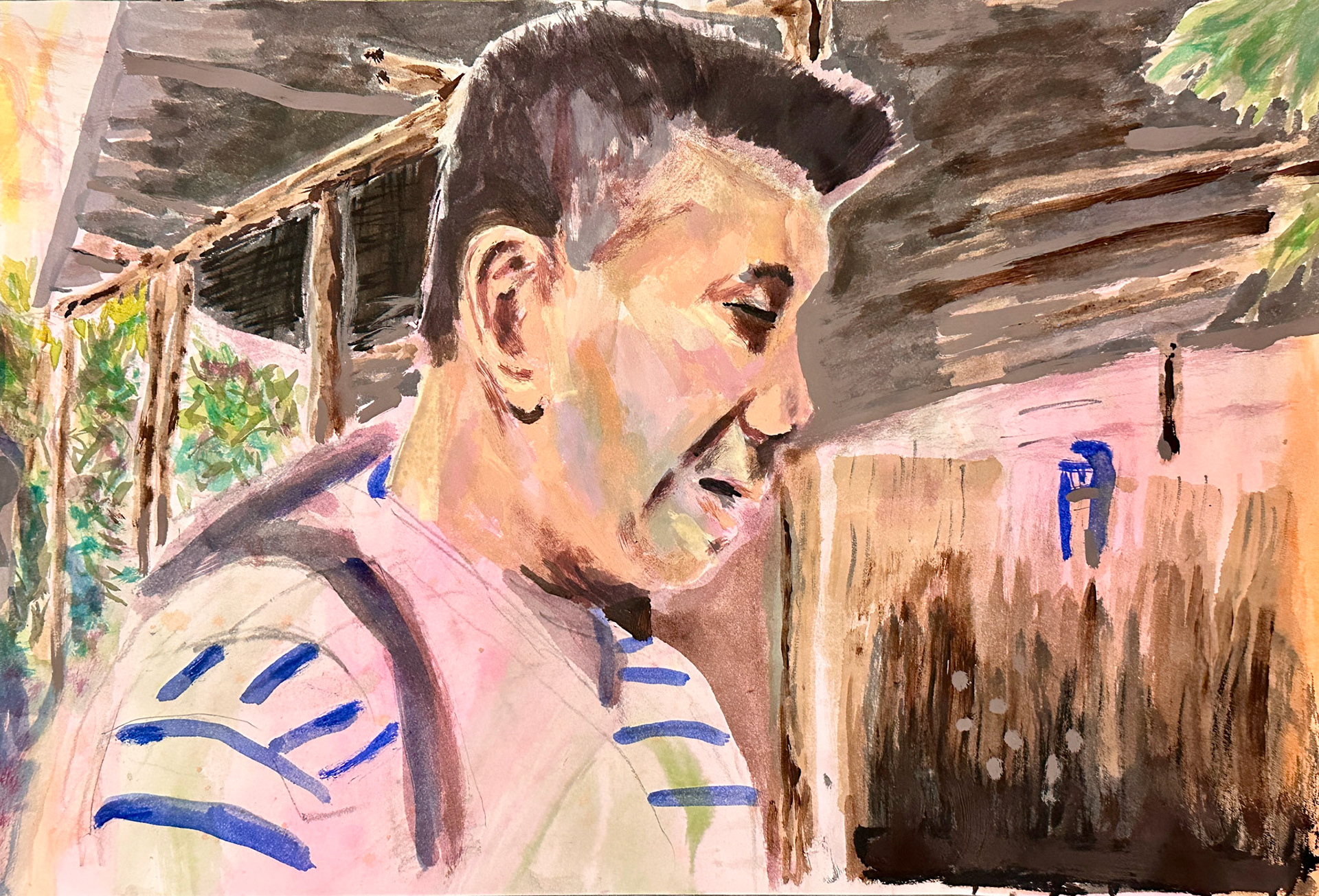 “Emerald Documentary 4", 2025, mixed media, on 16 x 10 in paper