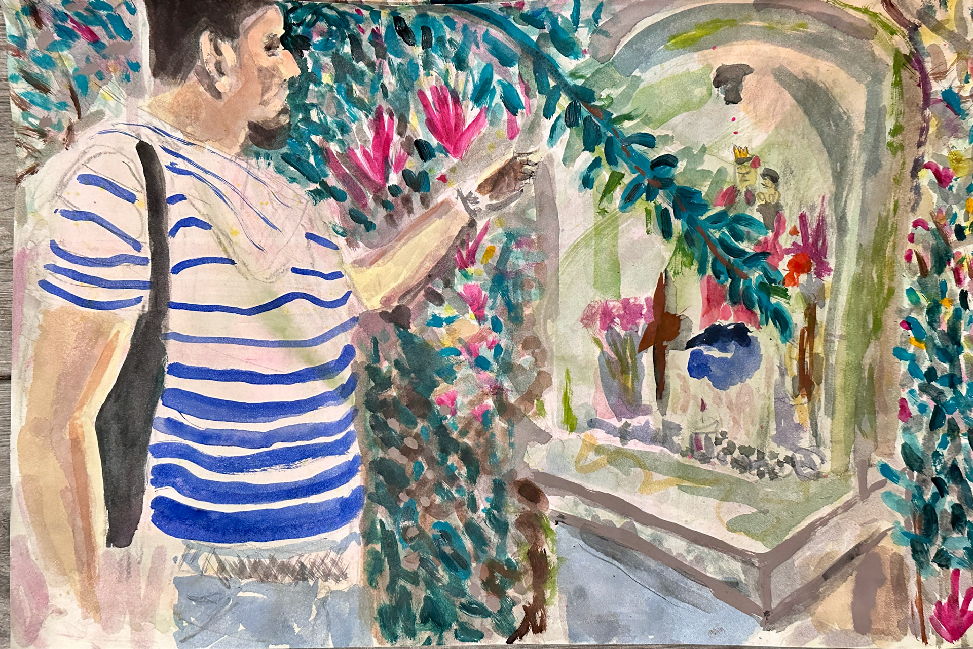 “Emerald Documentary 6", 2025, mixed media, on 16 x 10 in paper