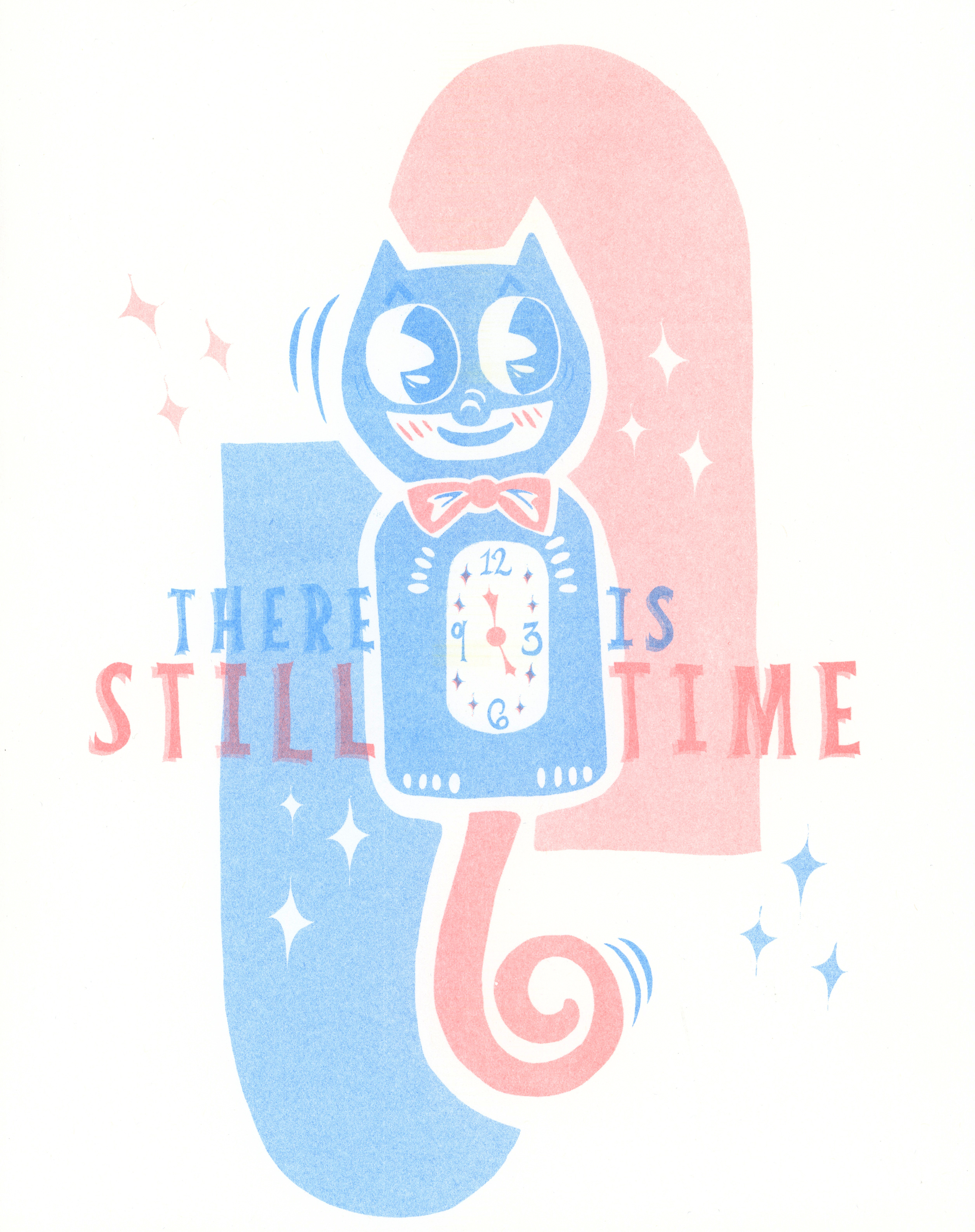kit-cat klock, 2-ink (cornflower, coral)
