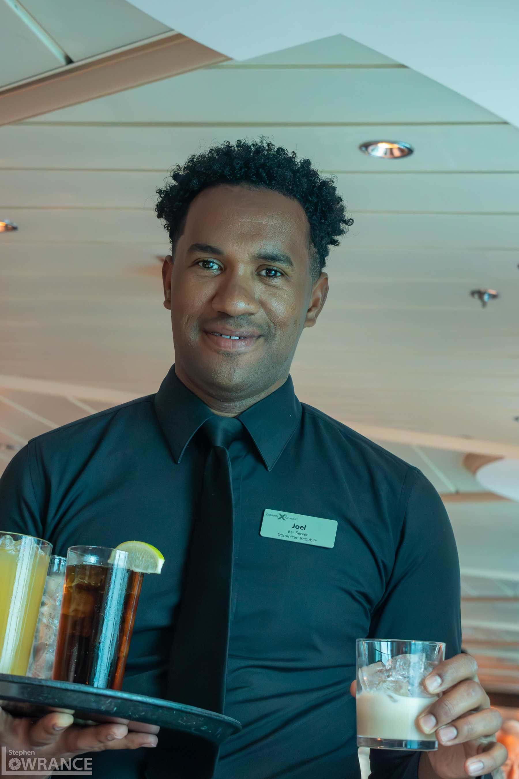 Our drink Server Joel from Dominican Republic. Would Also see Joel at Cafe el Baccio for coffee before breakfast