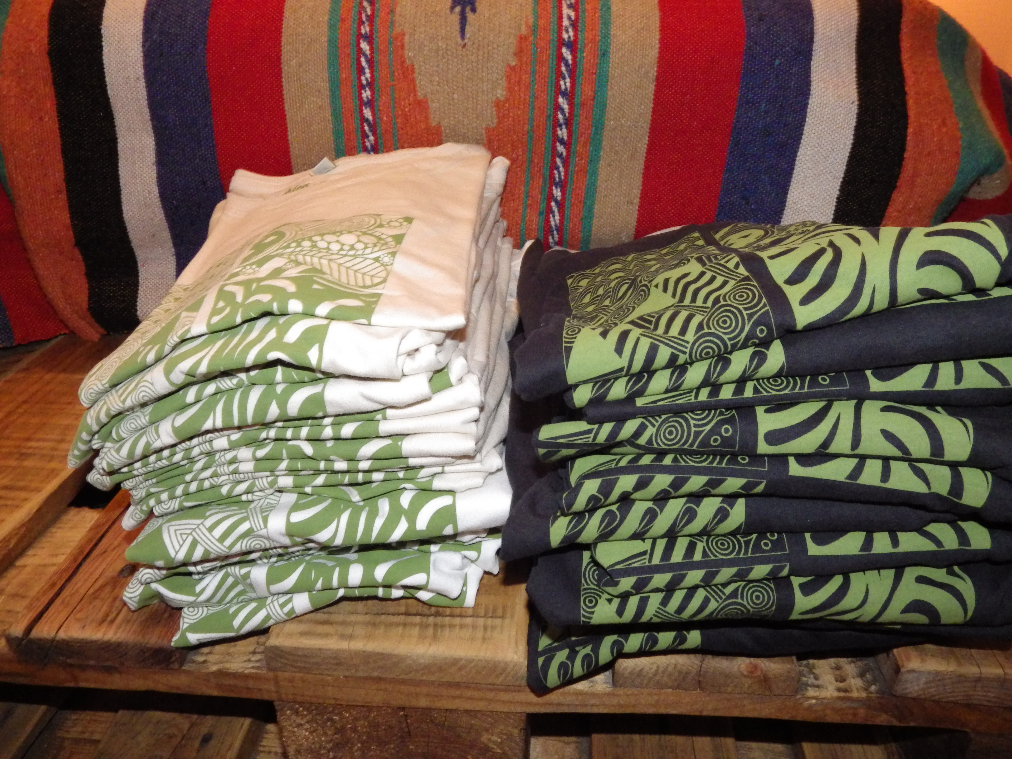 T-shirt designs on black and white shirts