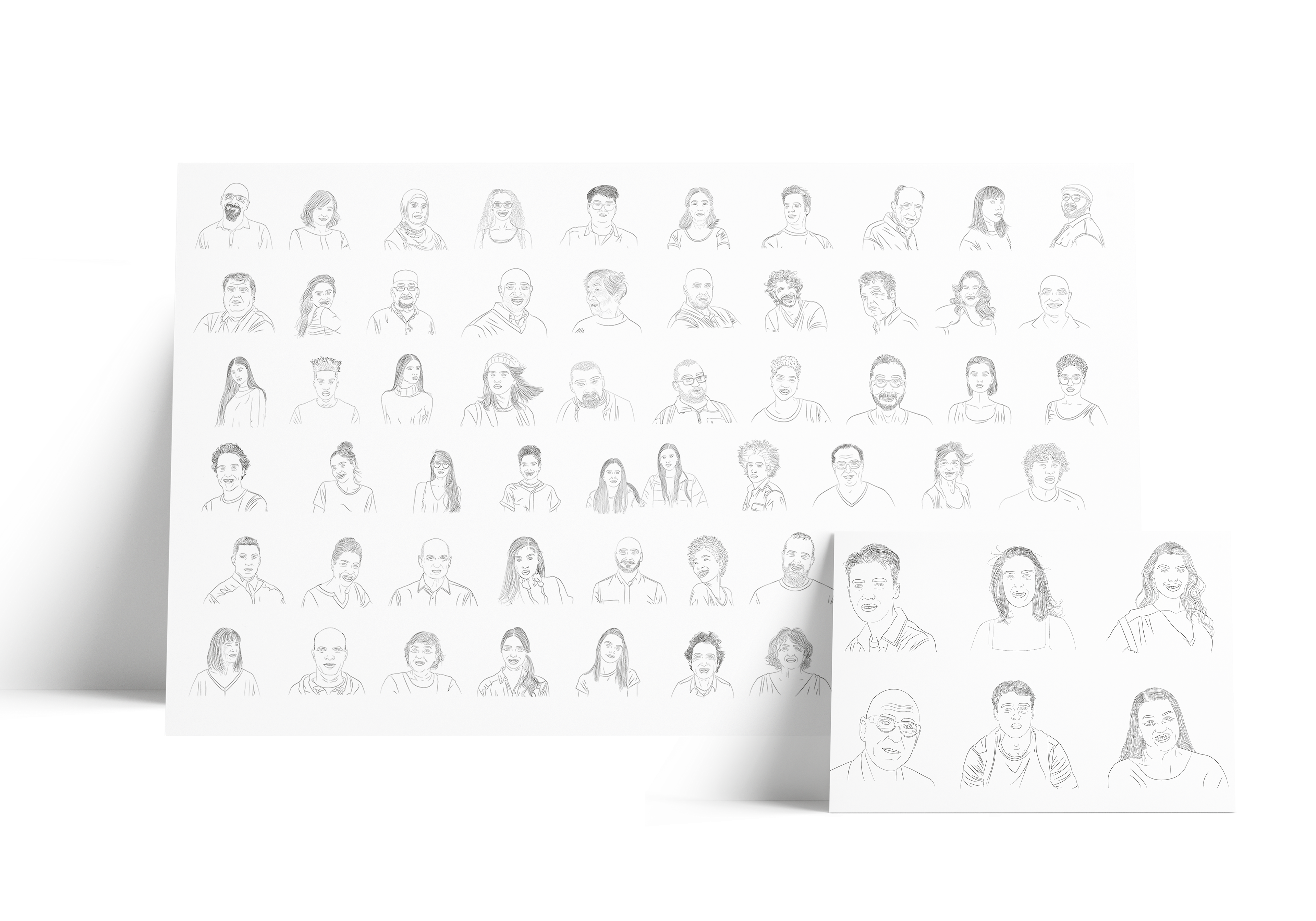 Digital ink style portrait illustrations