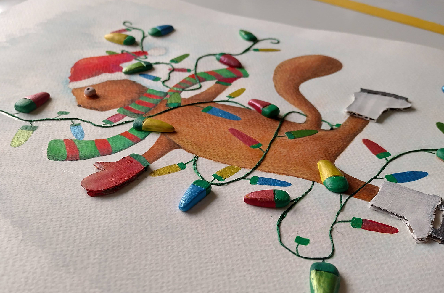 The light cable is a green cross stitch thread