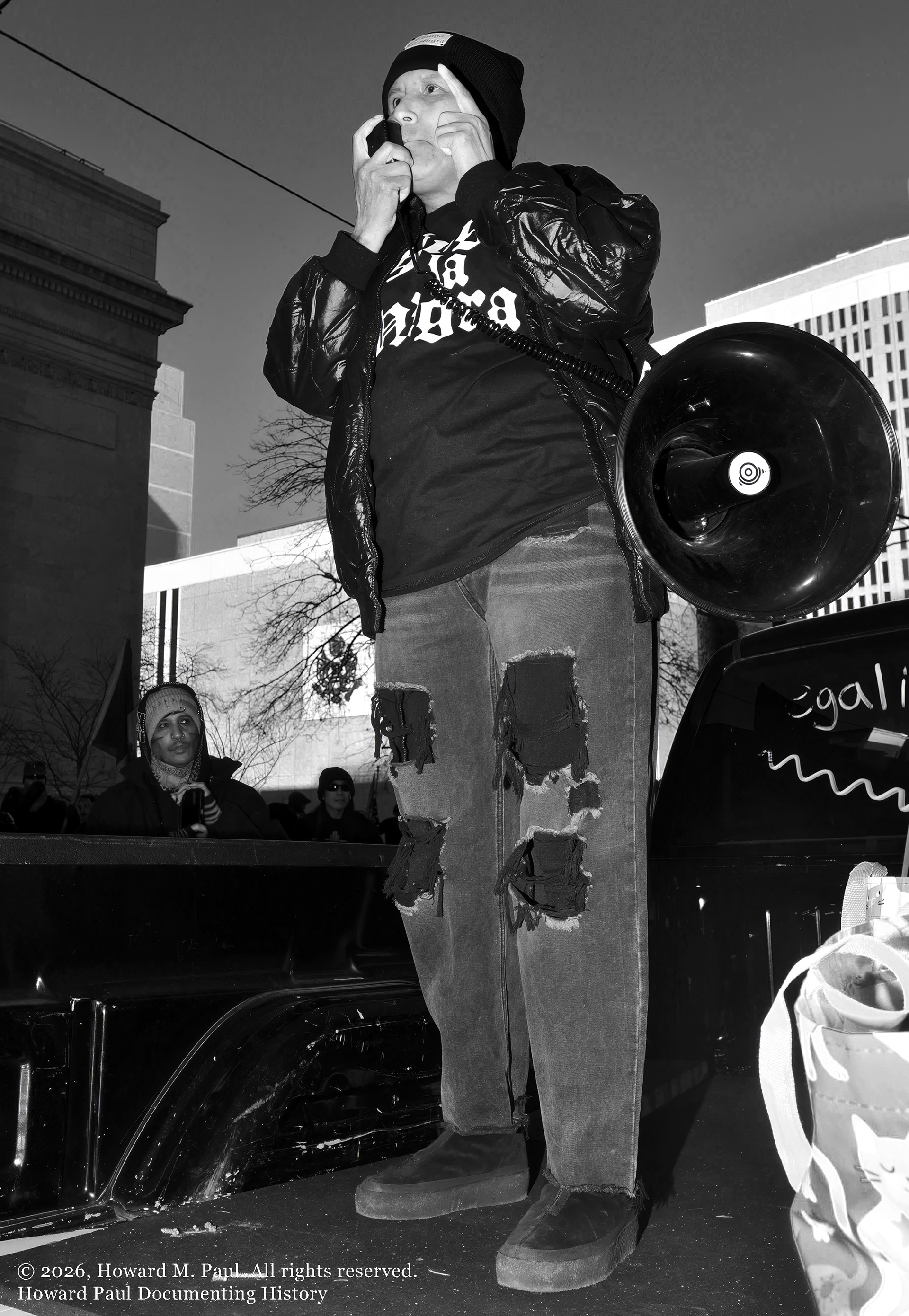 Jeanette Vizguerra rallying at the One Year is Enough protest.