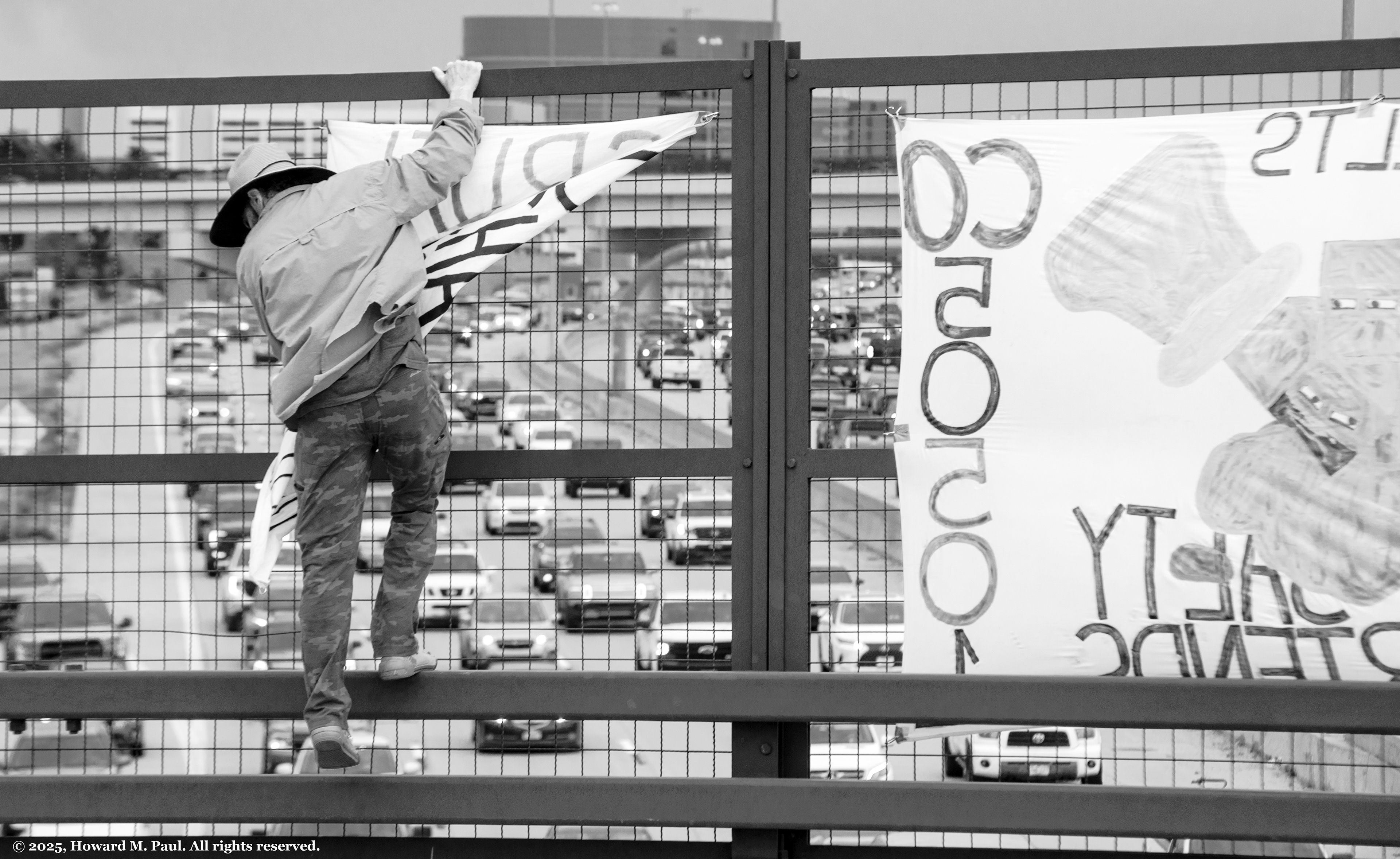 Denver Overpass Protest Banner Drop