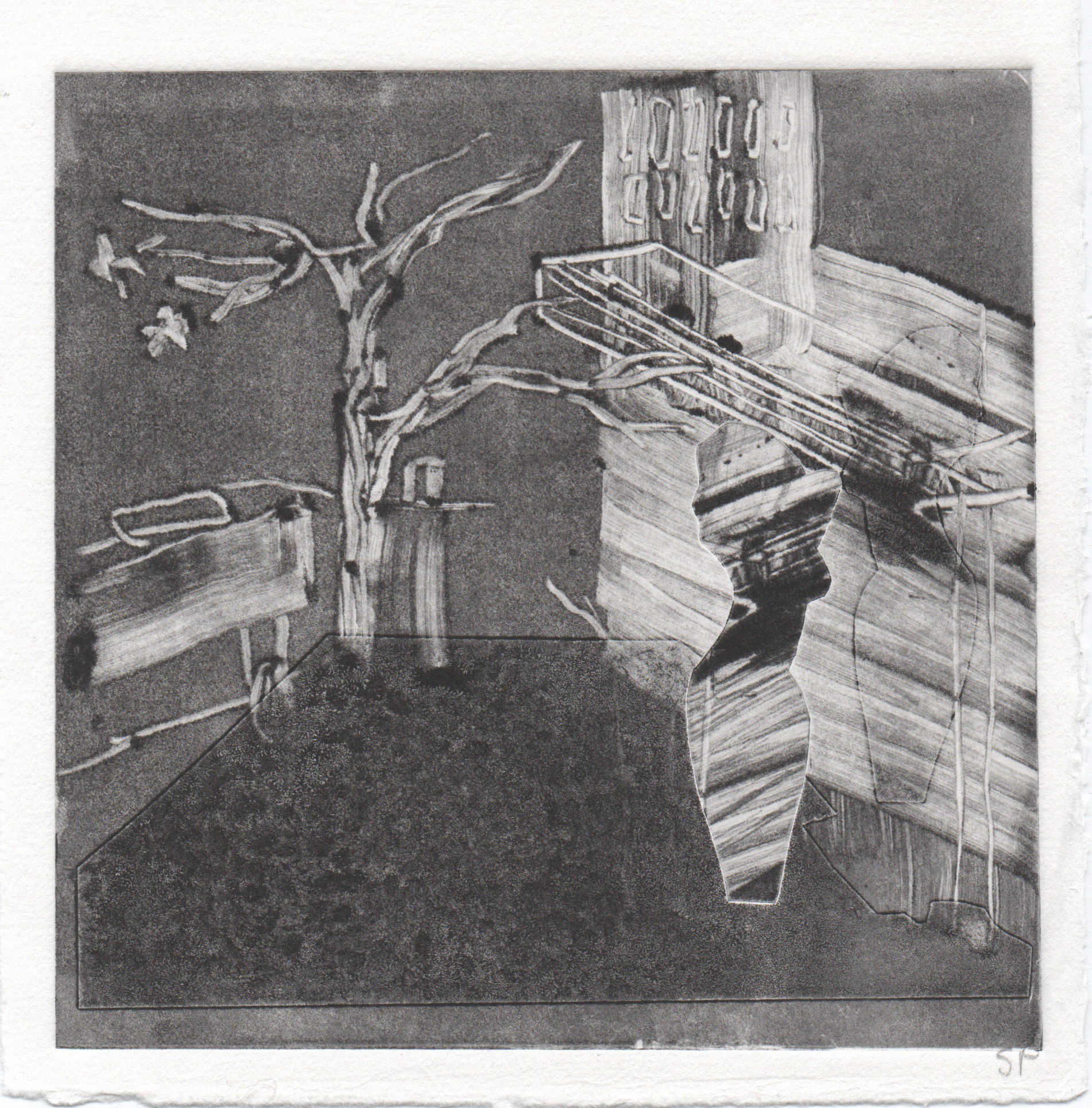 Tuulensuu - Monotype 14 x 14 cm
